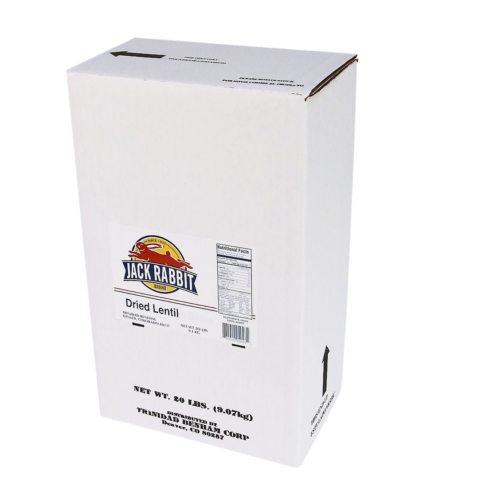 Jack Rabbit Dried Lentils, 20 lbs Box
