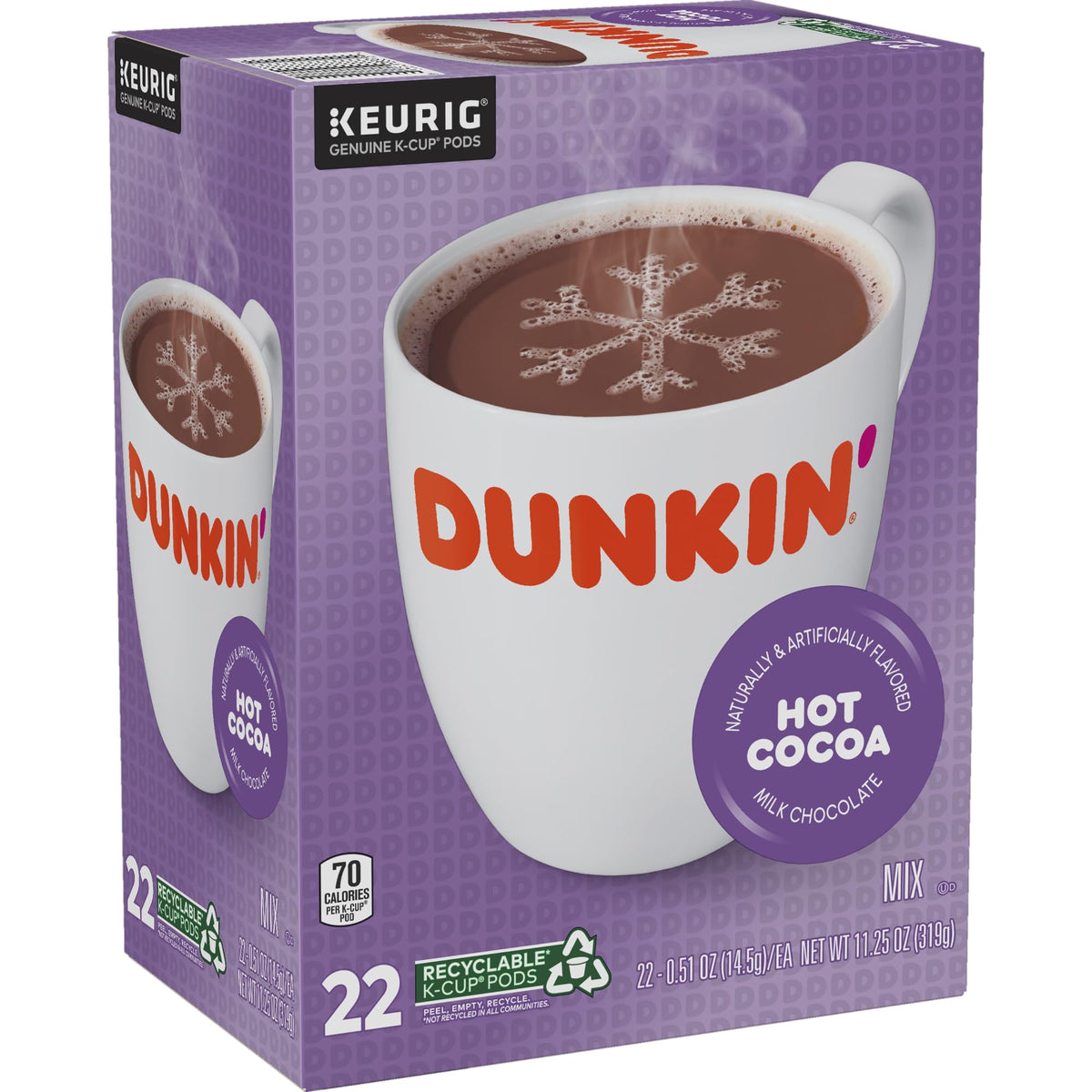 Dunkin Donuts Milk Chocolate Hot Cocoa K-Cup Pods, 22 Count Box