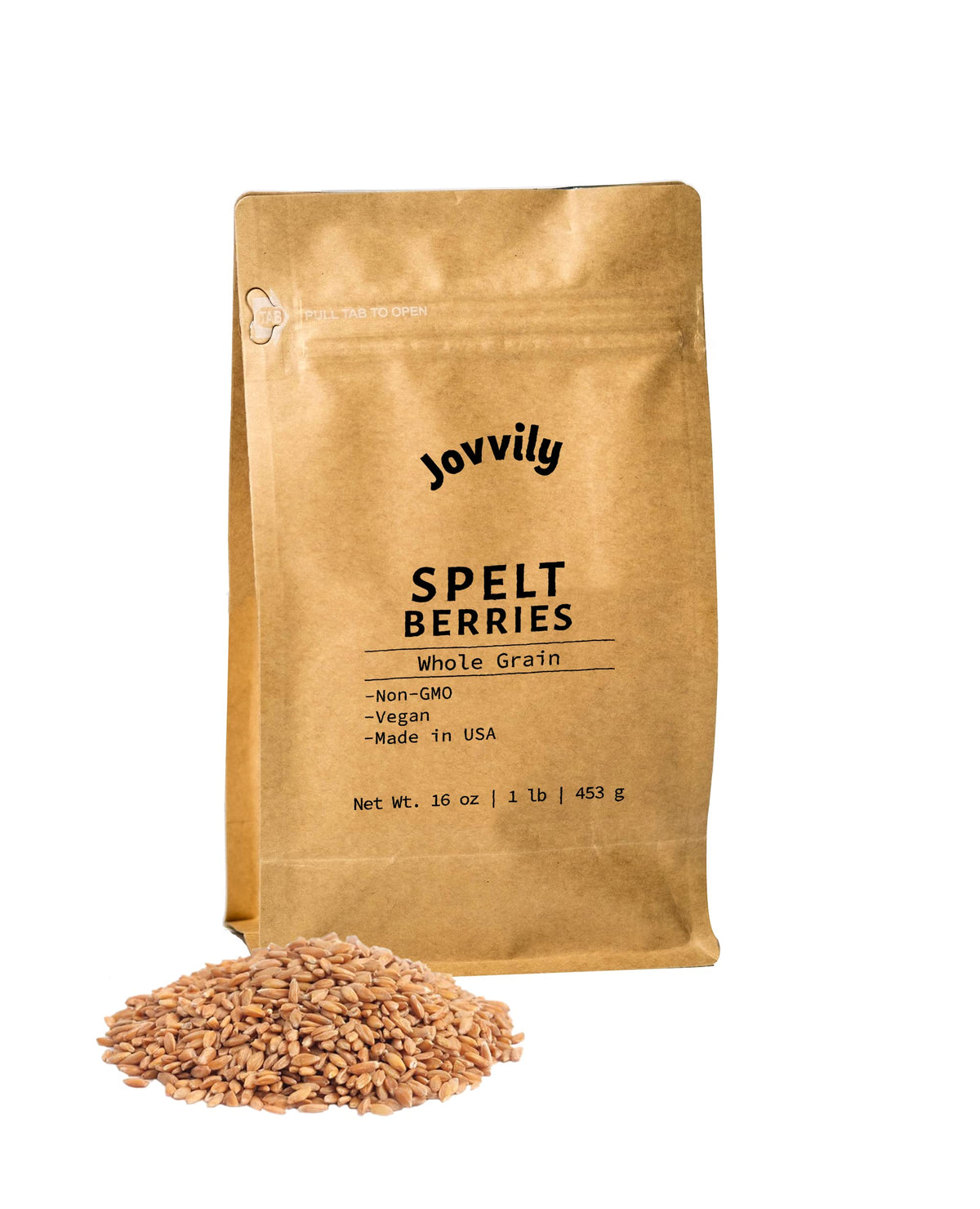 Jovvily Spelt Berries - 1 lb - Non GMO - Ancient Grain - Vegan
