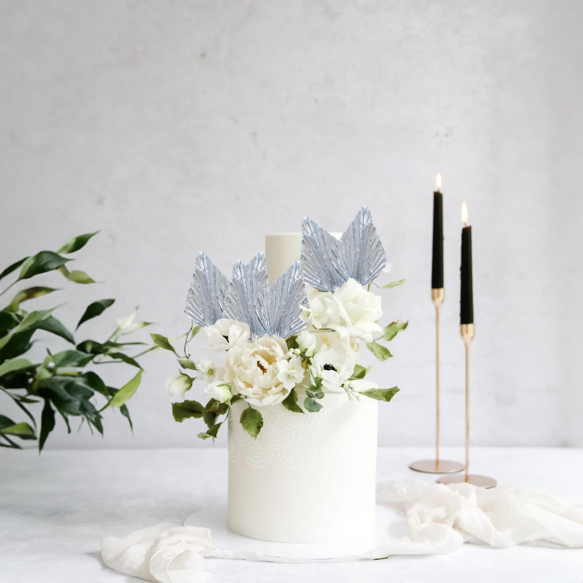 Gyufise 6Pcs Paper Palm Fan Cake Topper Palm Leaf Fan Cake Pick For Diy Bakeware Craft Project Home Made Wedding Bridal Shower B