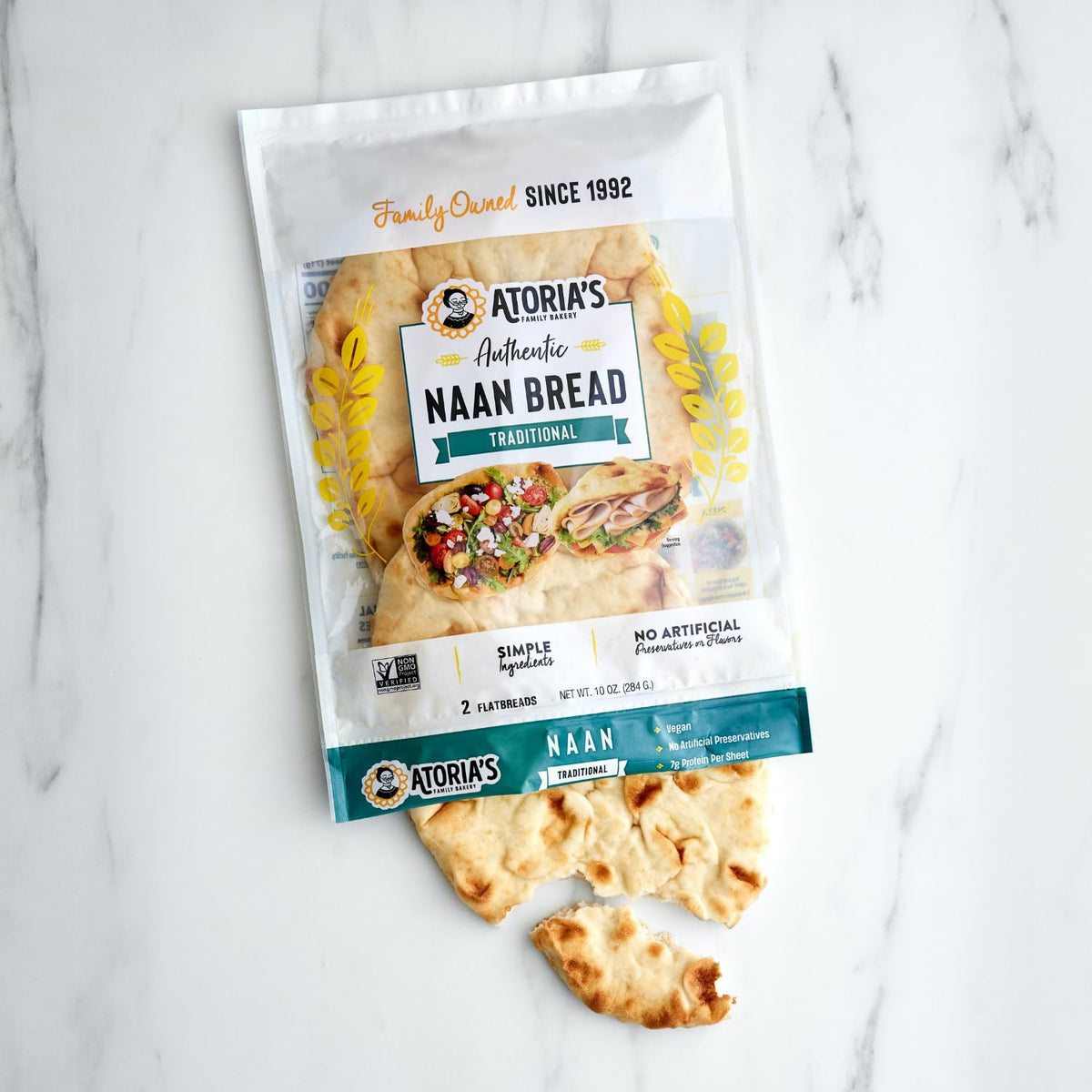 Atoria'S Family Bakery Traditional Naan | Non-Gmo, Vegan (8 Pack, 16 Flatbreads Total) 8-Packs Of 2 Sheets (16 Sheets)