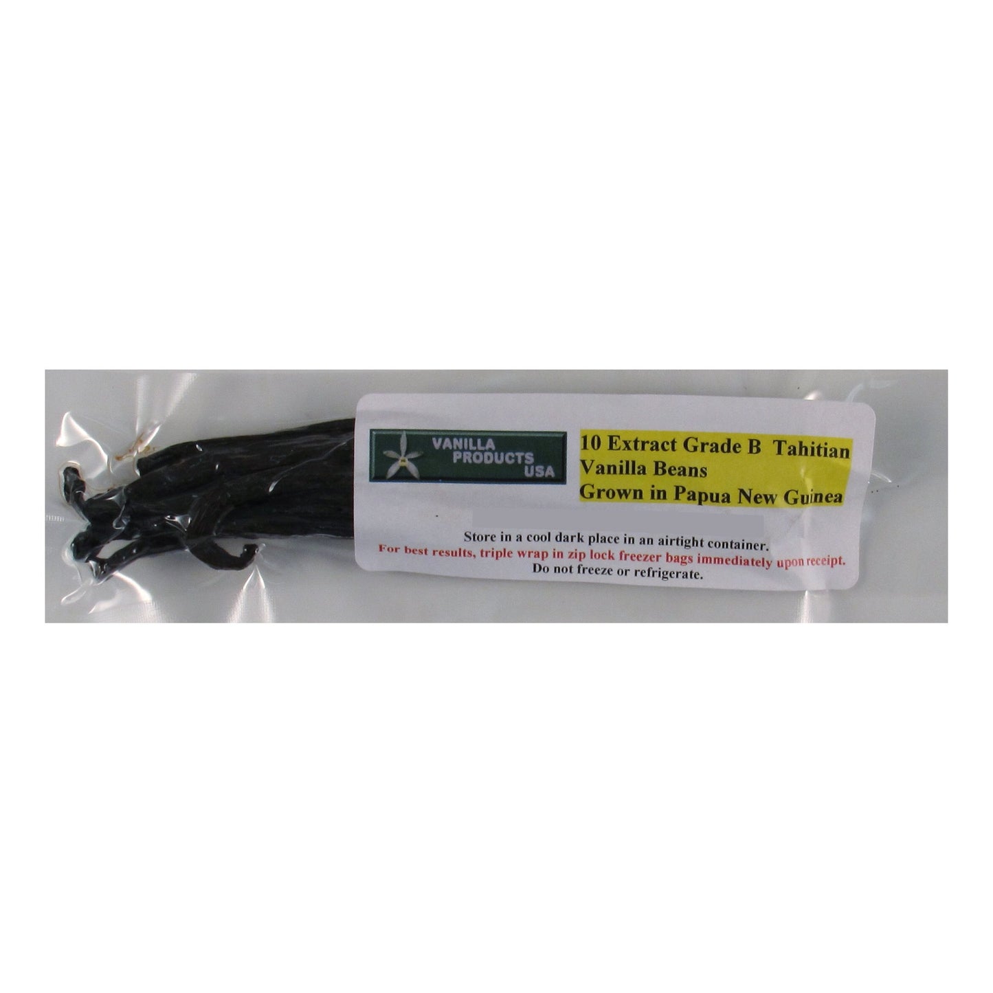 Vanilla Products USA Tahitian Extract Grade B Vanilla Beans, 10 Count, 4-6 inches