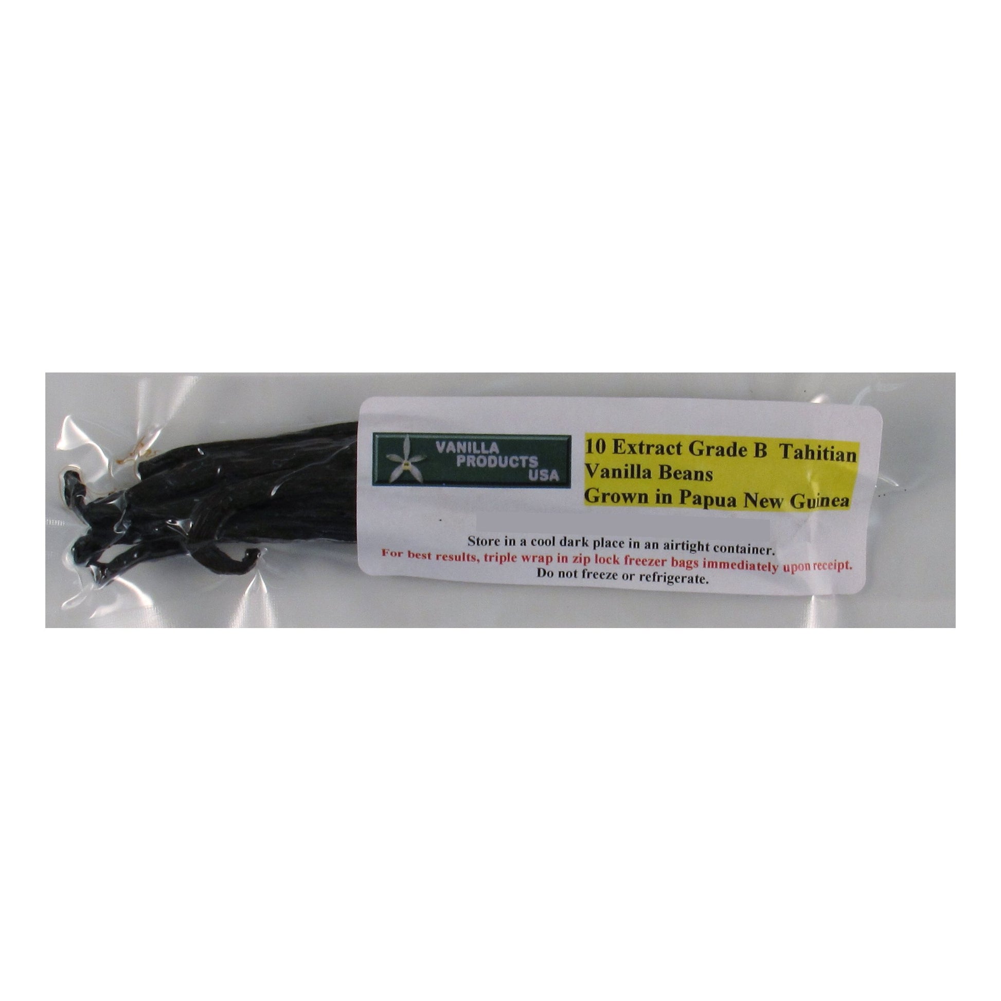 Vanilla Products USA Tahitian Extract Grade B Vanilla Beans, 10 Count, 4-6 inches