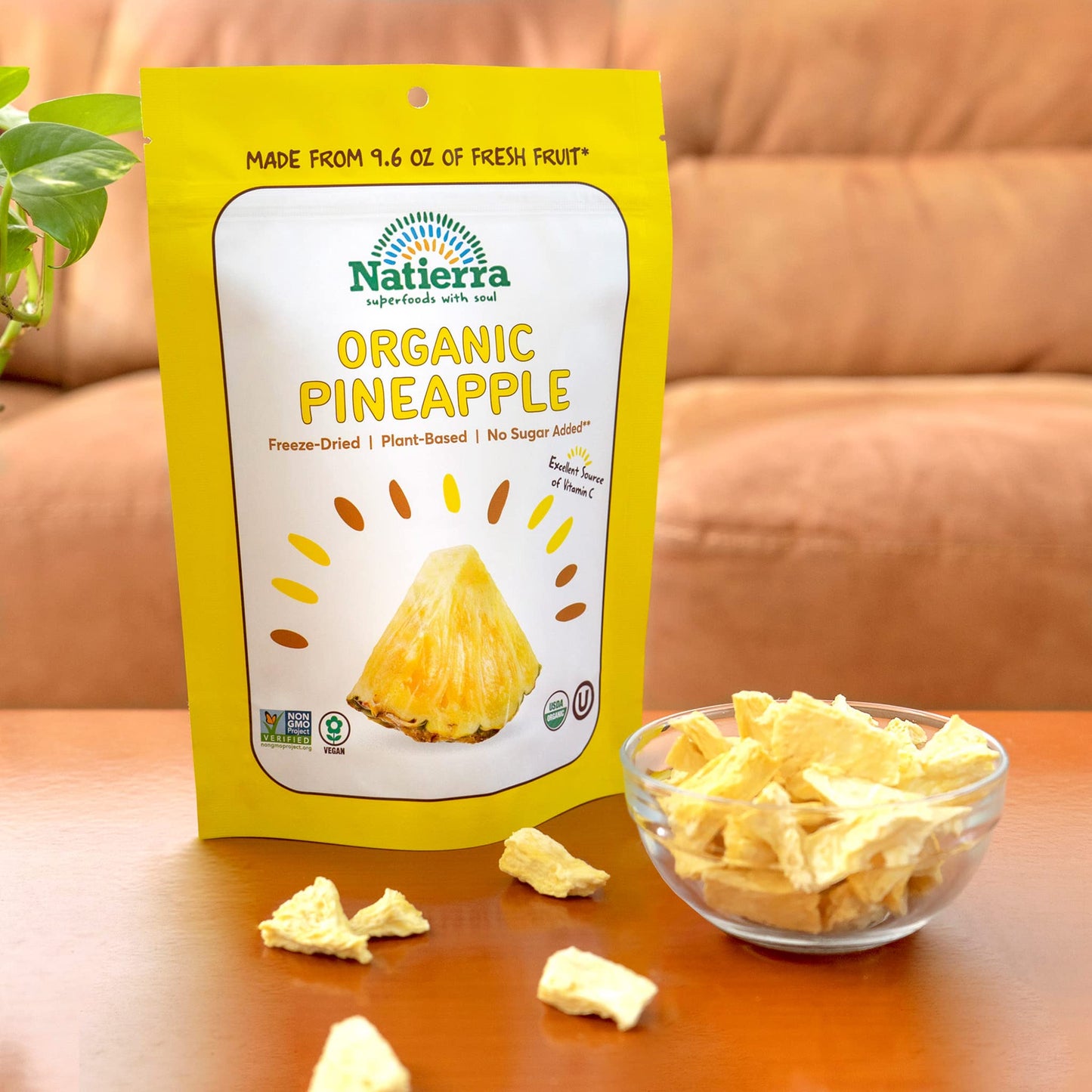 Natierra Organic Freeze-Dried Pineapple | Usda Organic, Non-Gmo & Vegan| 1.5 Ounce (Pack Of 6)