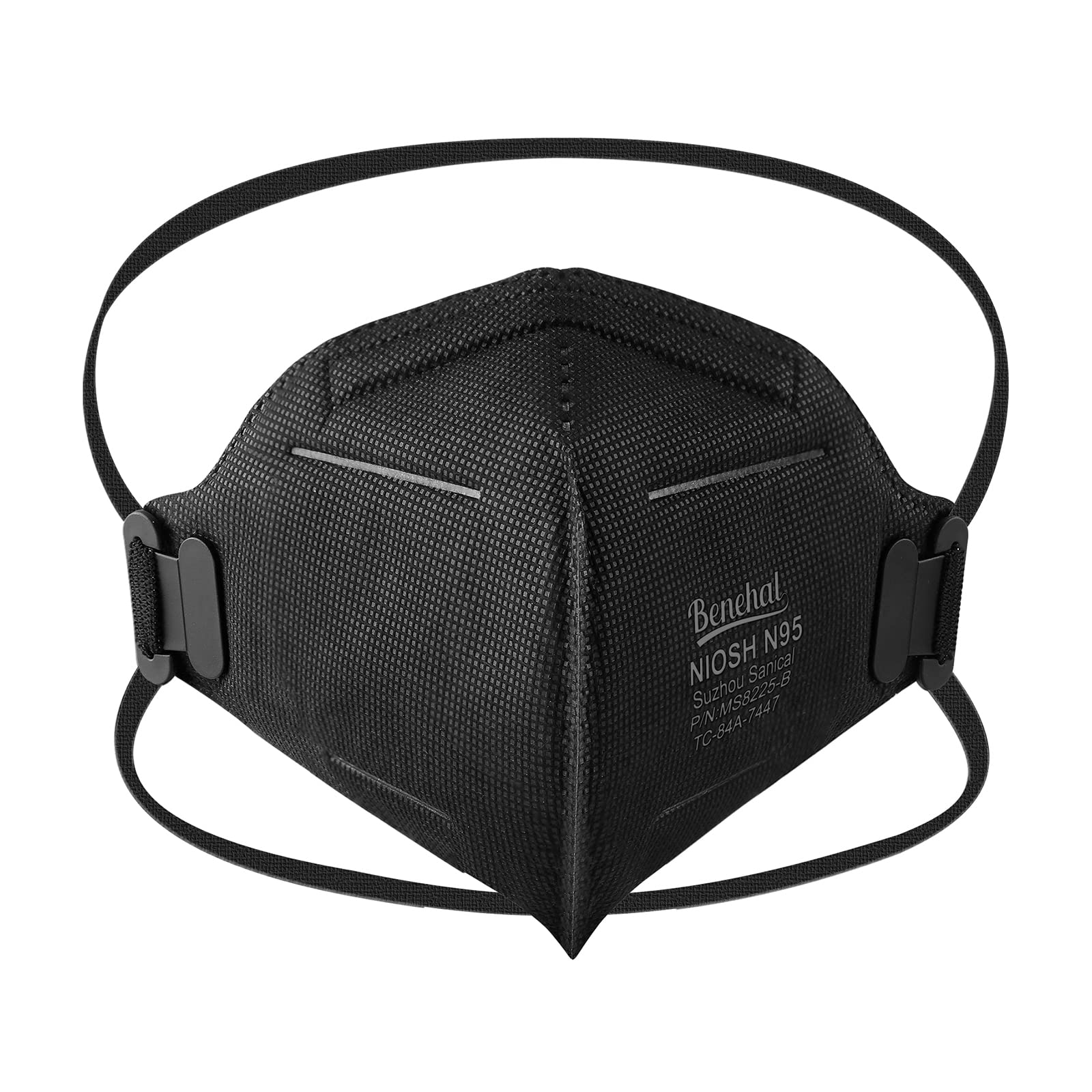Benehal Niosh Approved N95 Face Masks Particulate Respirators, Pack Of 25 N95 Masks, Individually Wrapped, Black
