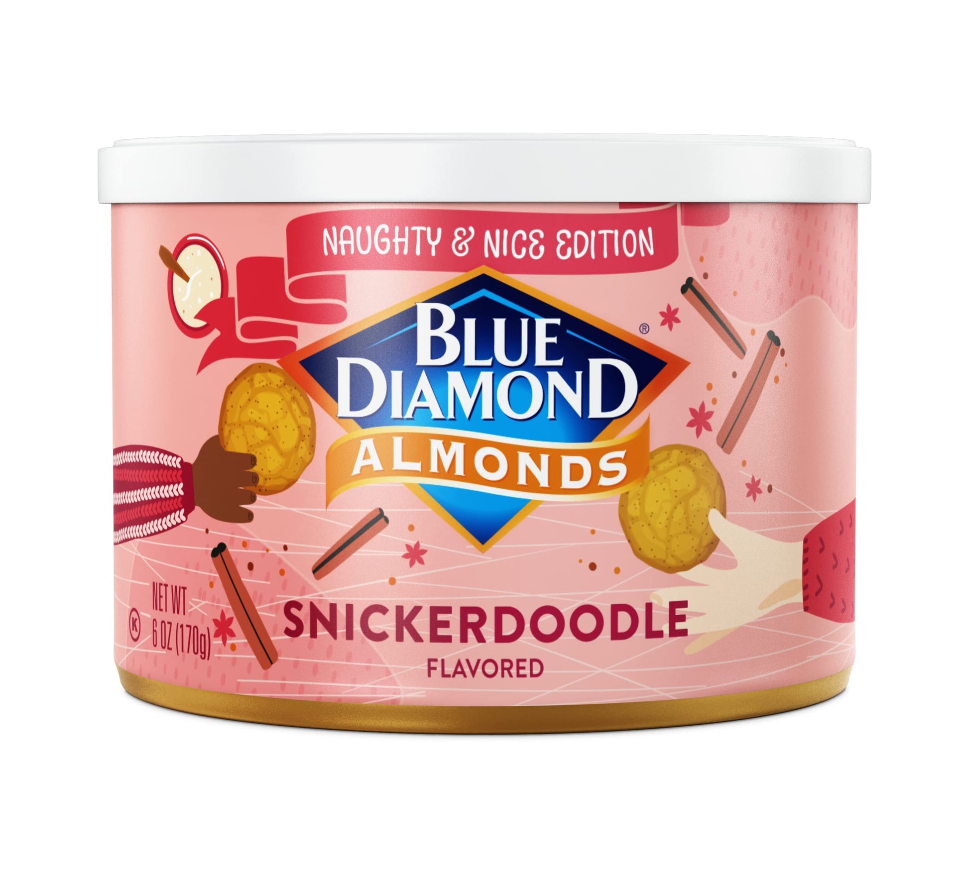 Blue Diamond Almonds Snickerdoodle Holiday Snack Nuts 6 oz Resealable can