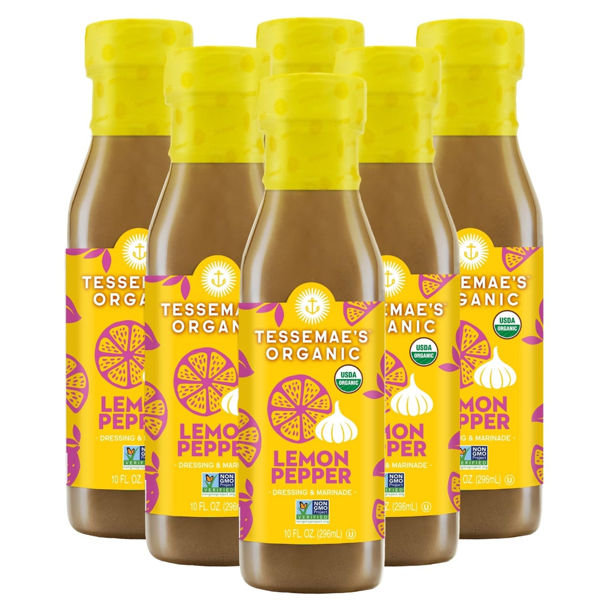 Tessemae's All Natural Salad Dressing - Fresh Flavors for Every Plate (6 pack, LEMON PEPPER)