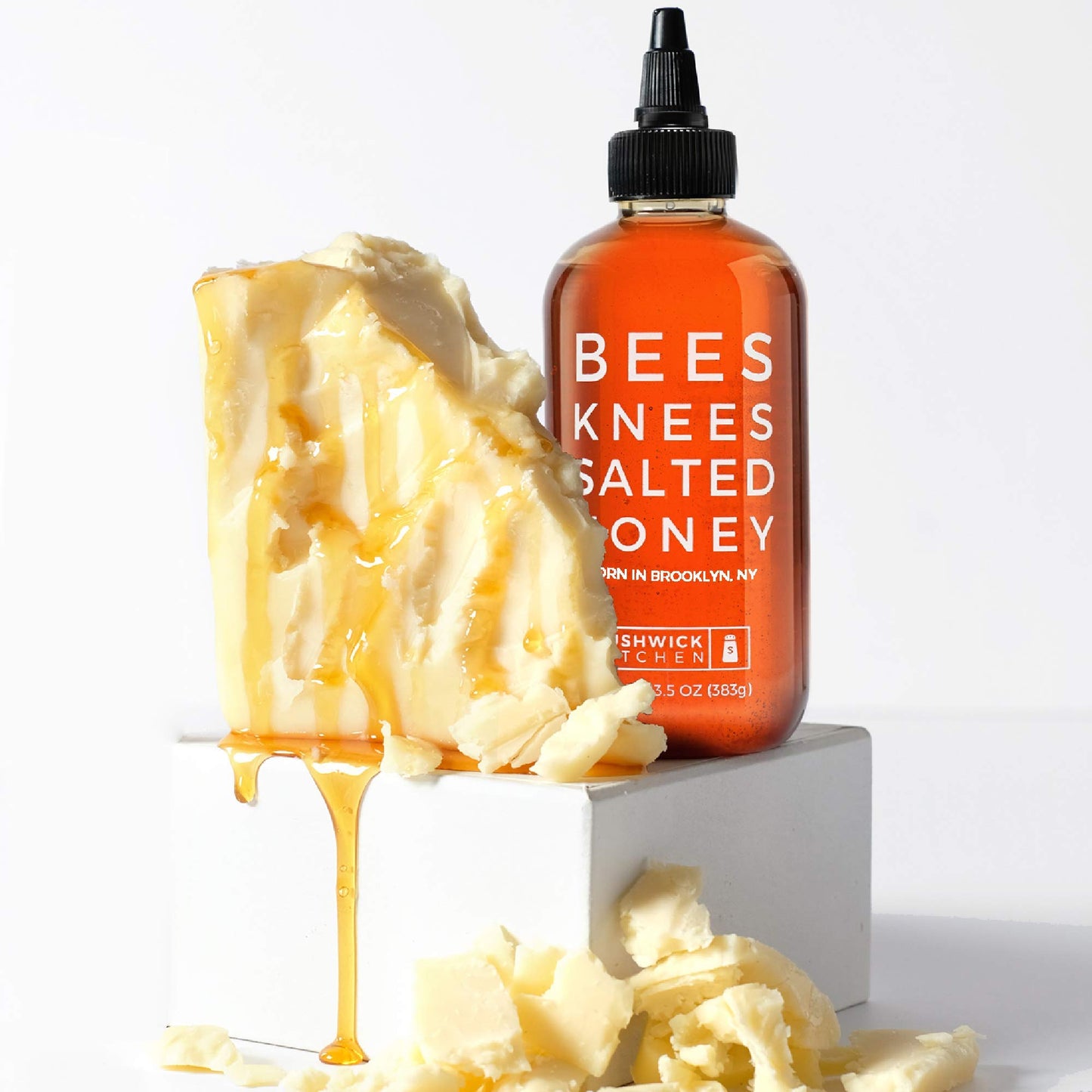 Bushwick Kitchen Bees Knees Salted Honey Squeeze Bottle, Raw Honey, 12.5oz, Gluten Free, Unfiltered, Made in USA