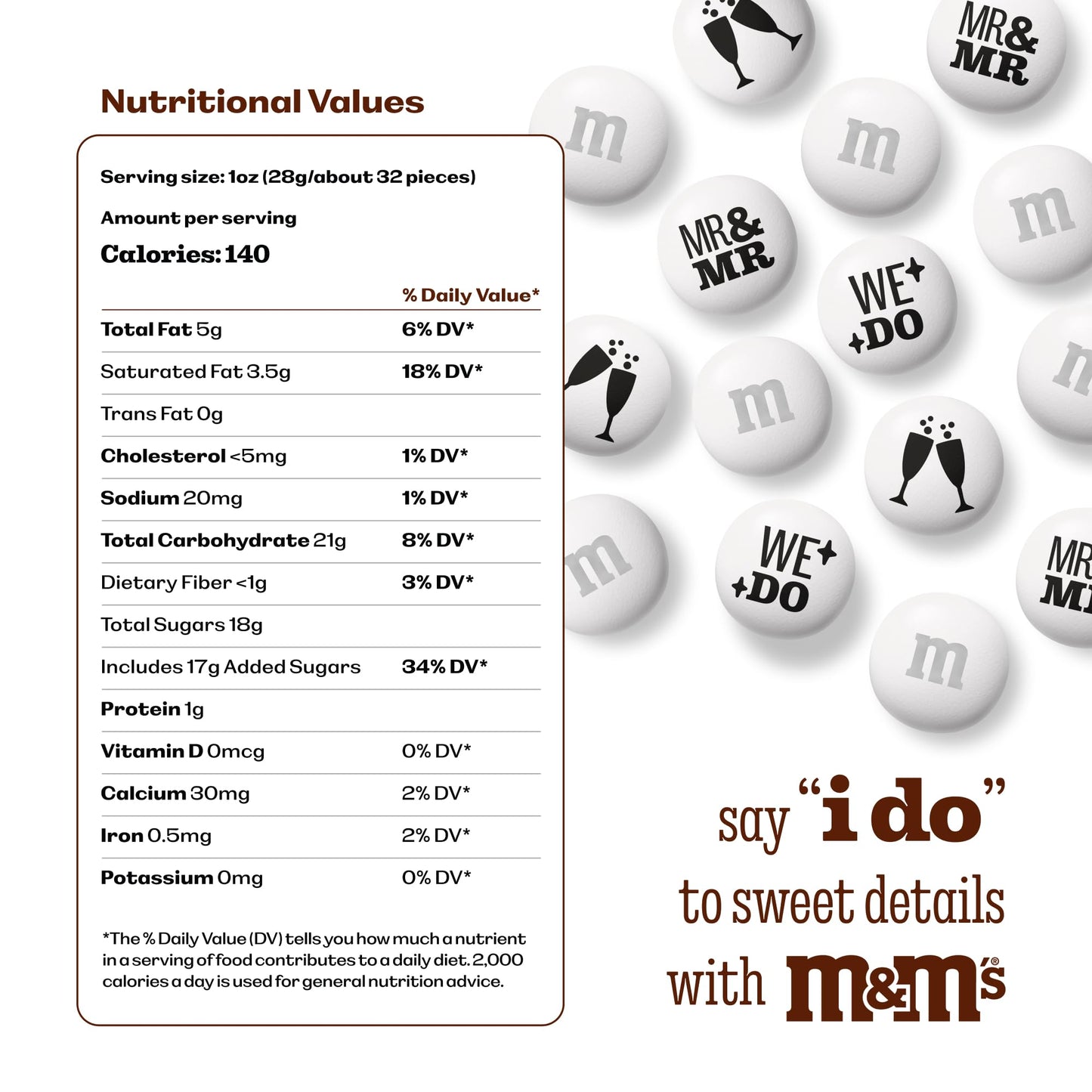 M&MS WORLD Mr. and Mr.    Milk Chocolate Candy, 2 lbs Bulk Candy for Wedding Decorations, Unique Favors, or Cake Topper