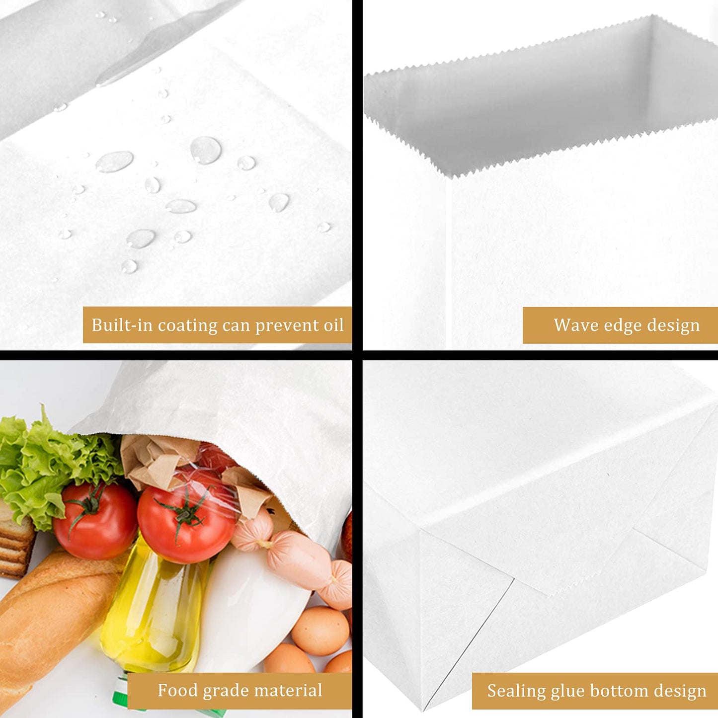 Paper Lunch Bags 100 Count Large White Lunch Bags White Paper Bags 8Lb White Lunch Sacks Strong For Small Business