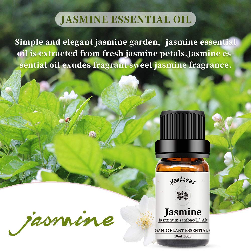 Yethious Jasmine Sandalwood Essential Oil 100% Pure Organic Essential Oil Set For Aromatherapy Diffuser, Soap, Candle Making
