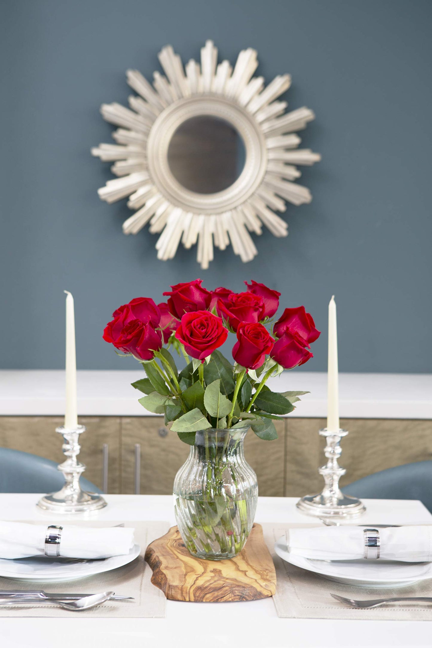 KaBloom Fresh Red Roses Bouquet - 12 Long-Stem Roses with Vase, Gift for Birthday, Valentine’s Day, Mother’s Day, Model KADF2615-V118-A999