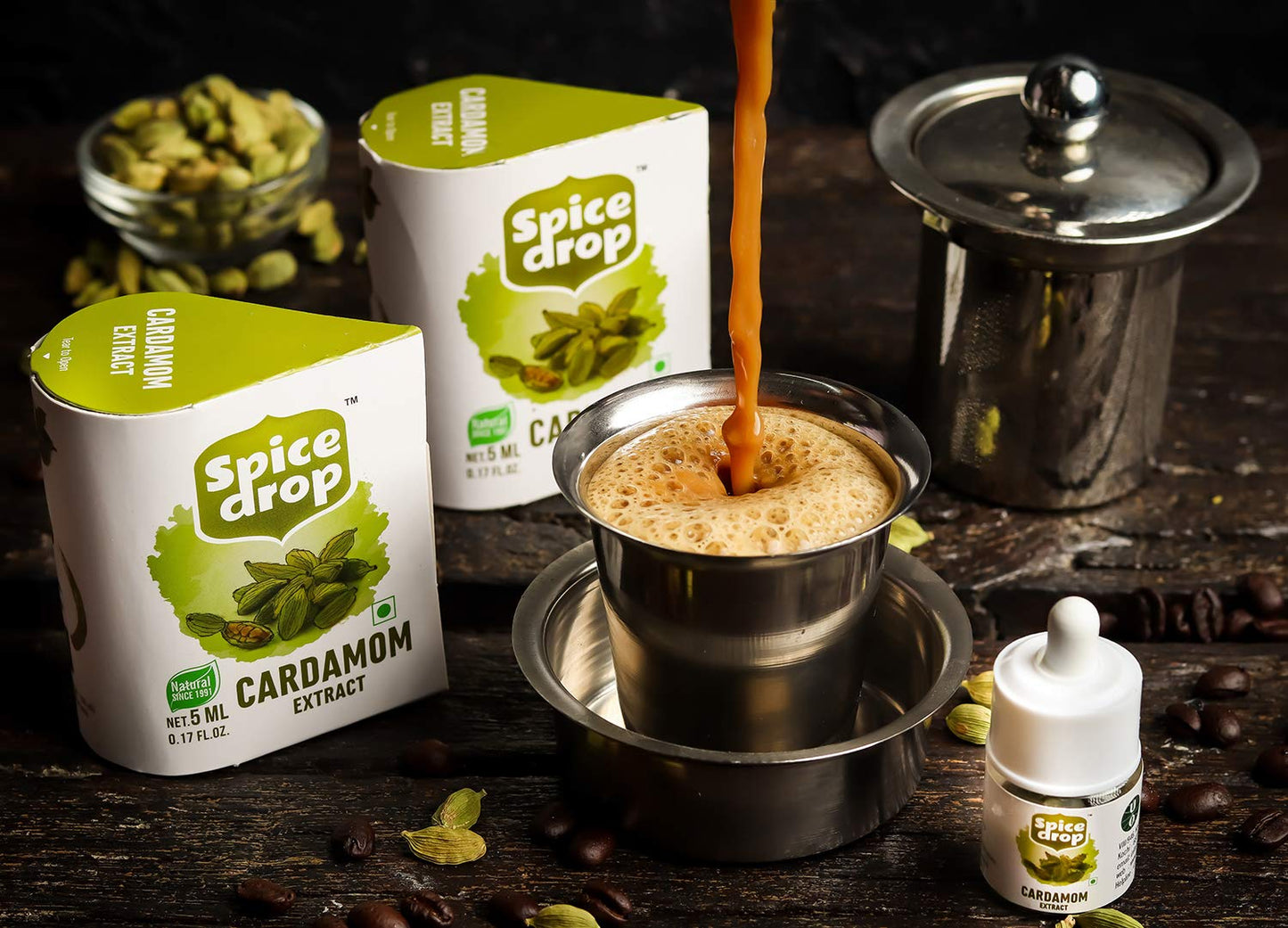 Spice Drop Cardamom Natural Extract ( Elaichi Drops ) For Food, Beverages And Dessert, No Additives, 5 Ml ( Pack Of 3 X 180 Drops)
