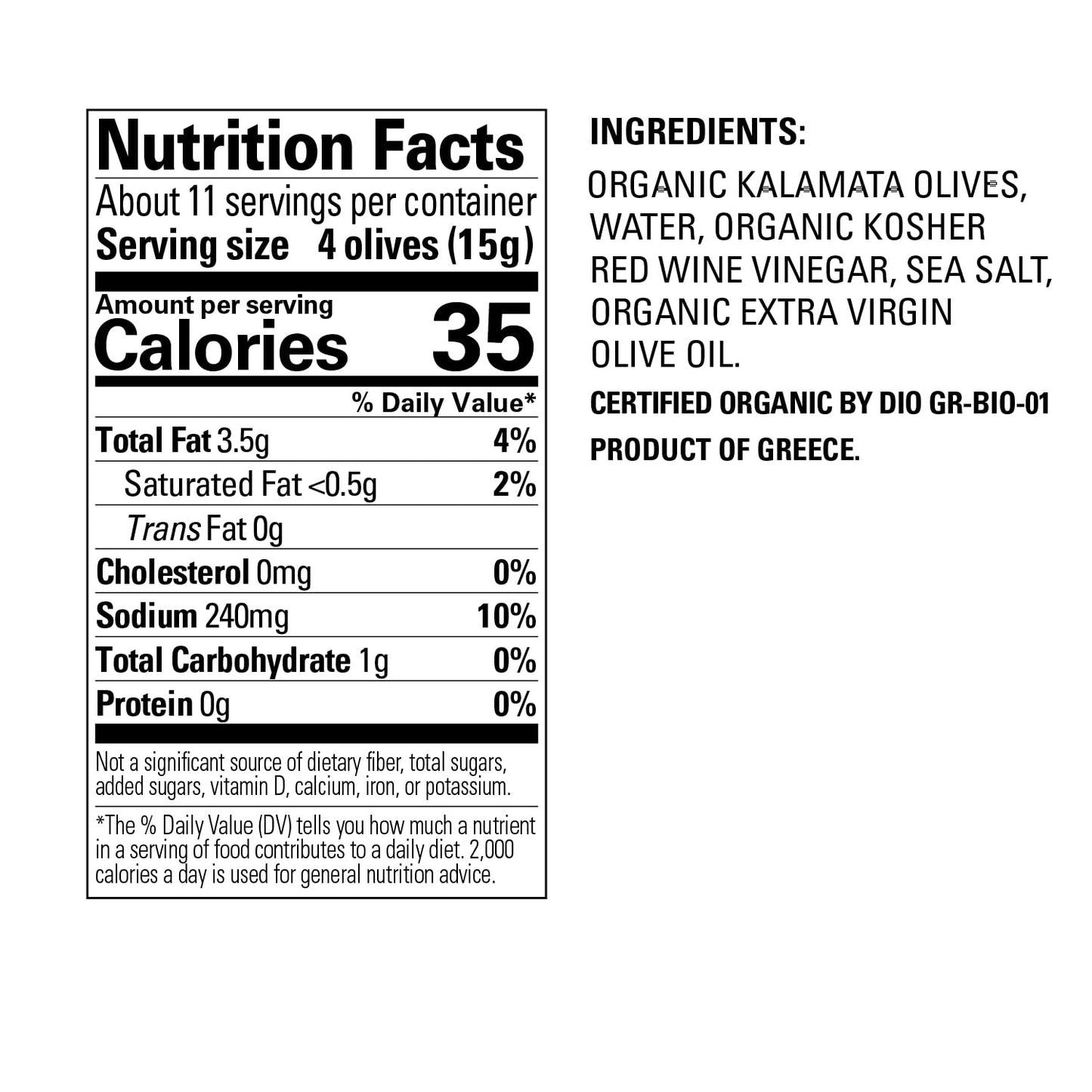 PEARLS Organic Pitted Kalamata Greek Olives, 6 oz Jars, Pack of 6