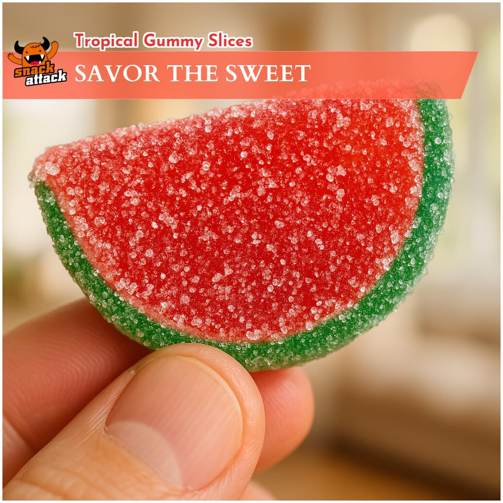 Snack Attack Assorted Fruit Slices Gummy Candy, Chewy  , 1lb Bag for Parties and Gifts