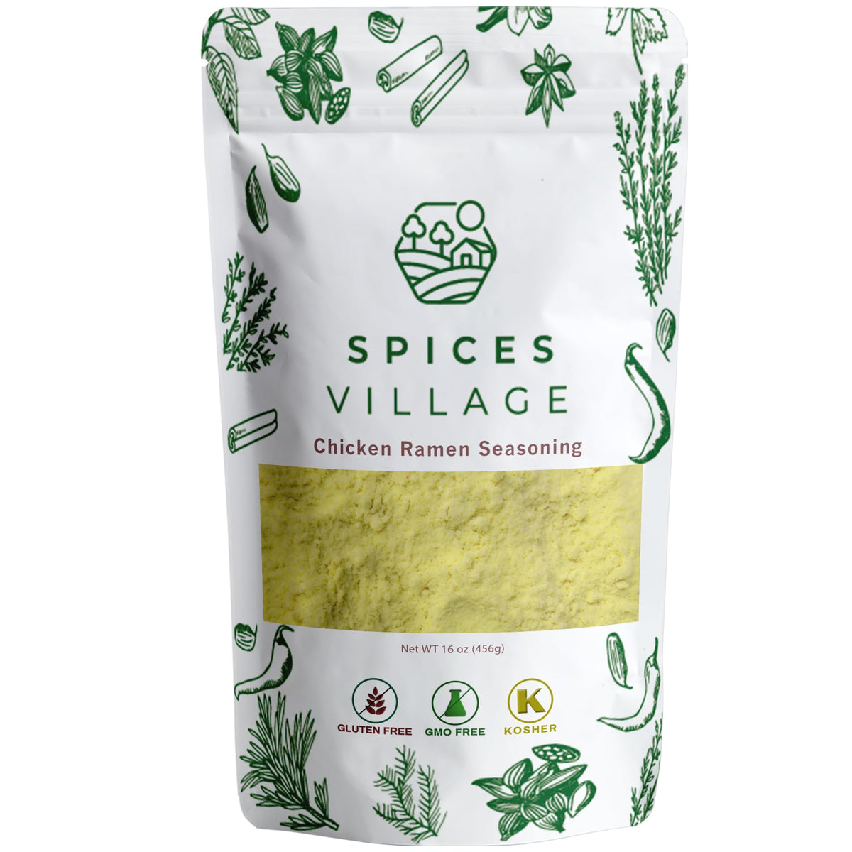 Spices Village Gluten Free Ramen Seasoning  Vegetarian Chicken Base  Ramen Broth  Chicken Soup Base Powder For Noodle Soup 16 Oz  Vegetarian  No Msg Added  Kosher