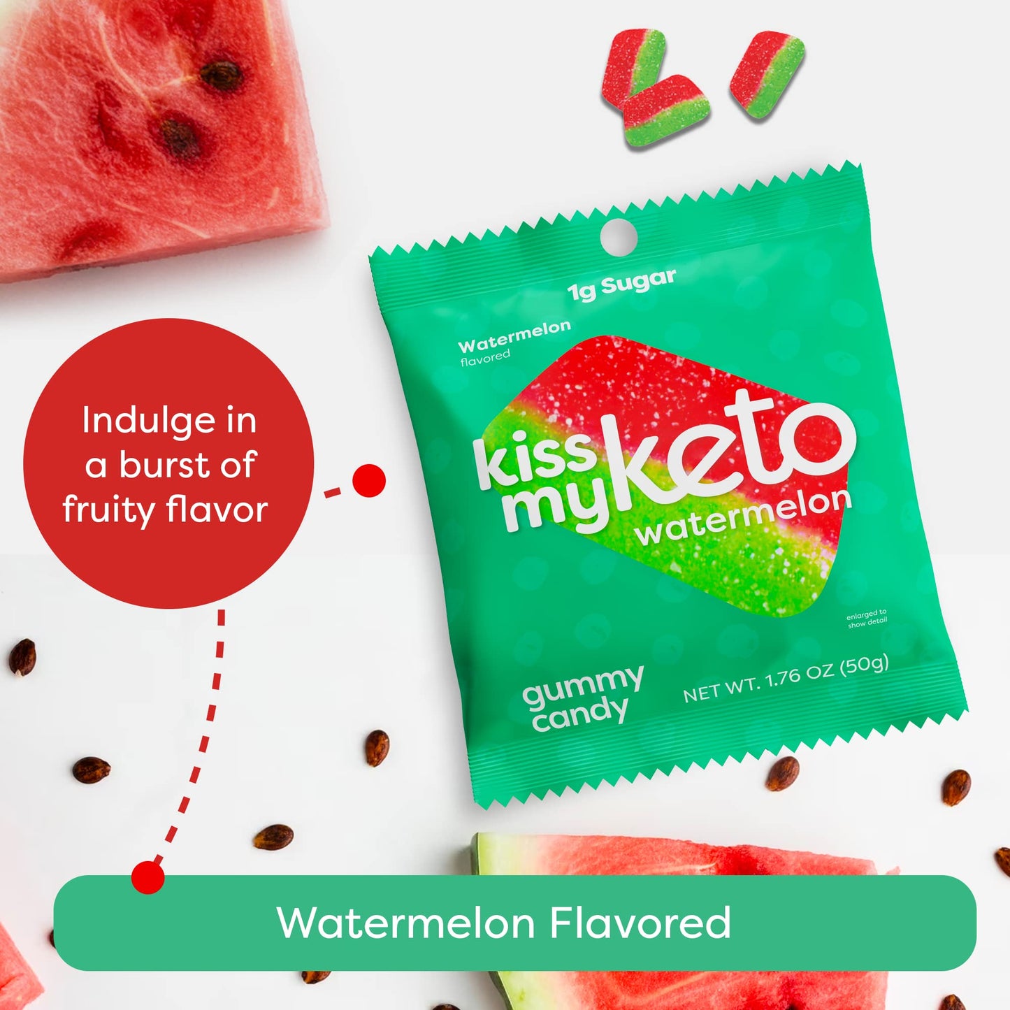 Kiss My Keto Gummies Candy - Low Carb Watermelon Candy Gummy, Keto Snack Pack - Healthy Candy Gummys - Vegan Candy, Keto Gummy C