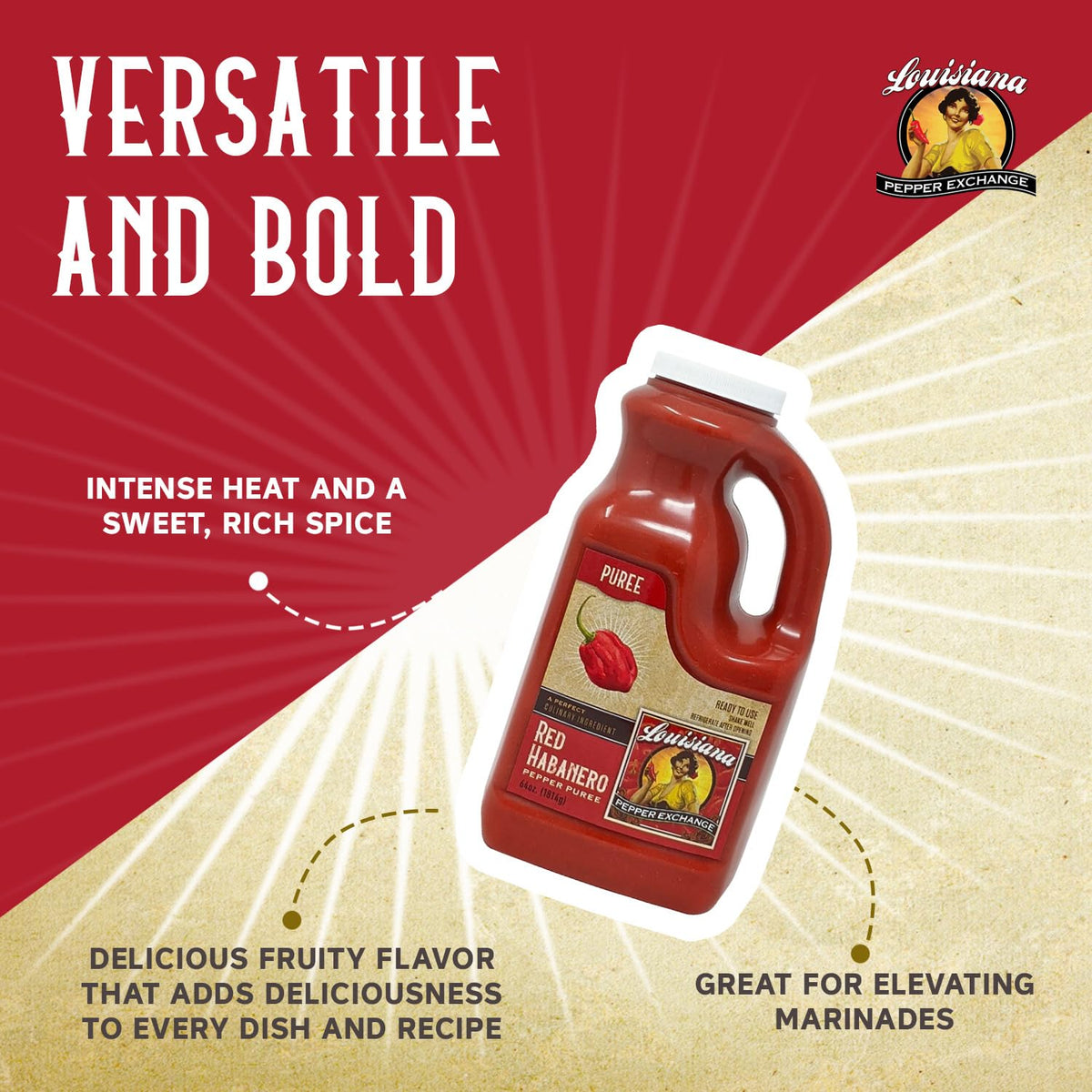 Louisiana Pepper Exchange Red Habanero Puree, 64Oz