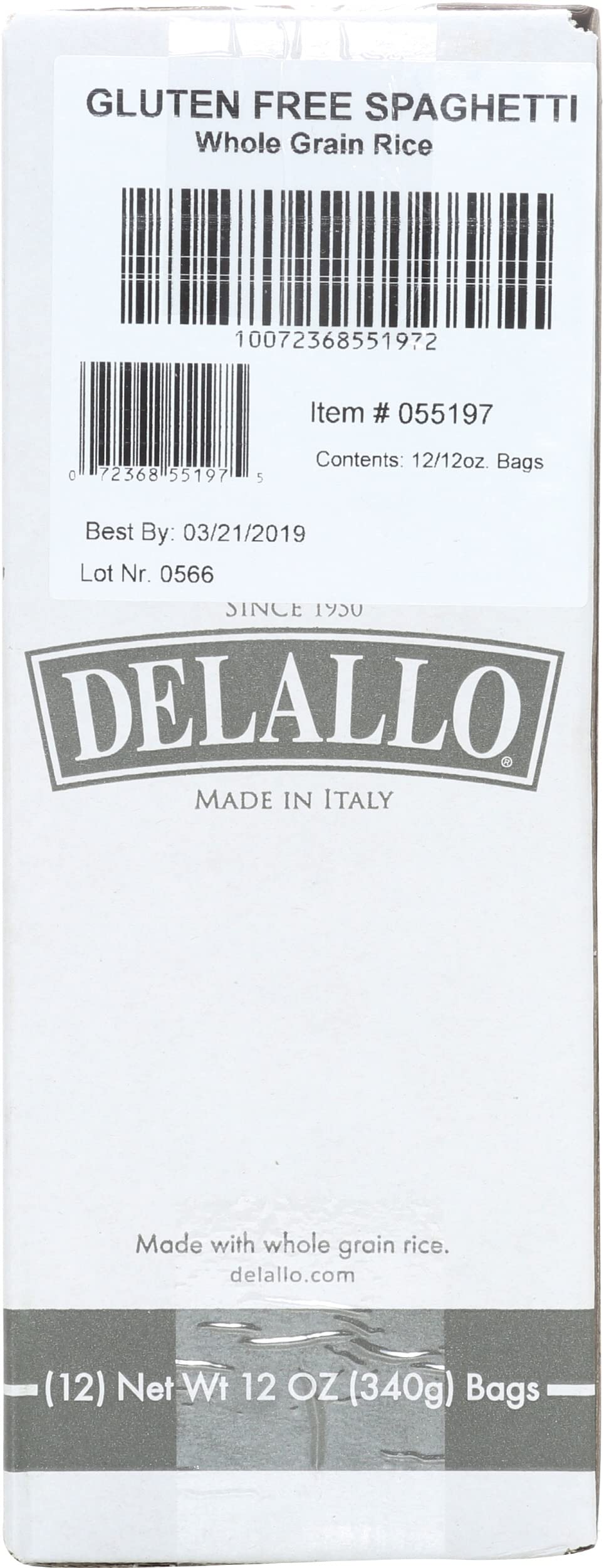 Delallo Whole Grain Spaghetti Pasta, Gluten Free & Non-GMO, 12 Oz (Pack of 12)