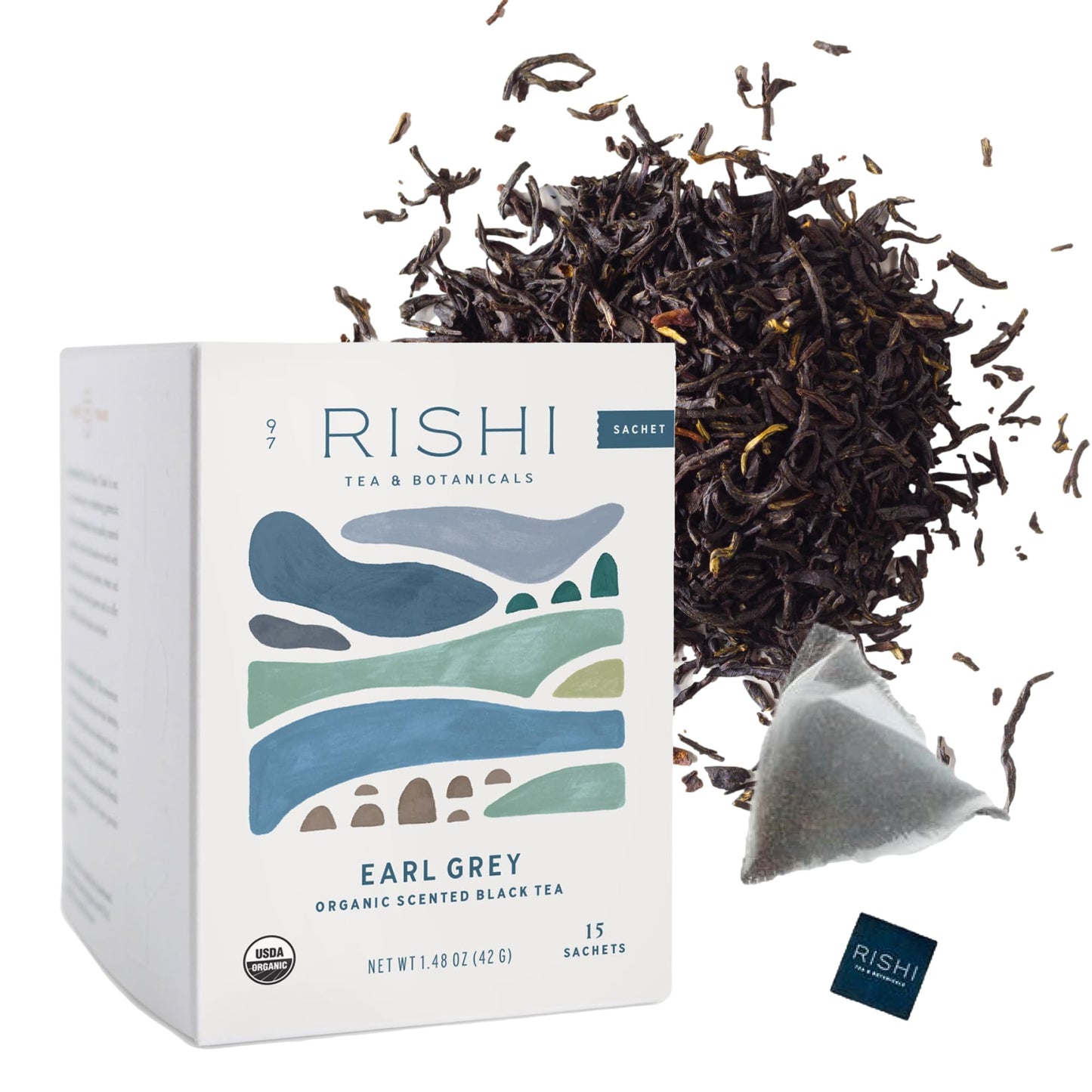 Rishi Tea Earl Grey Tea | USDA Organic Direct Trade Sachet Tea Bags, Certified Kosher Pure Black Tea with Bergamot Oil, Energizi