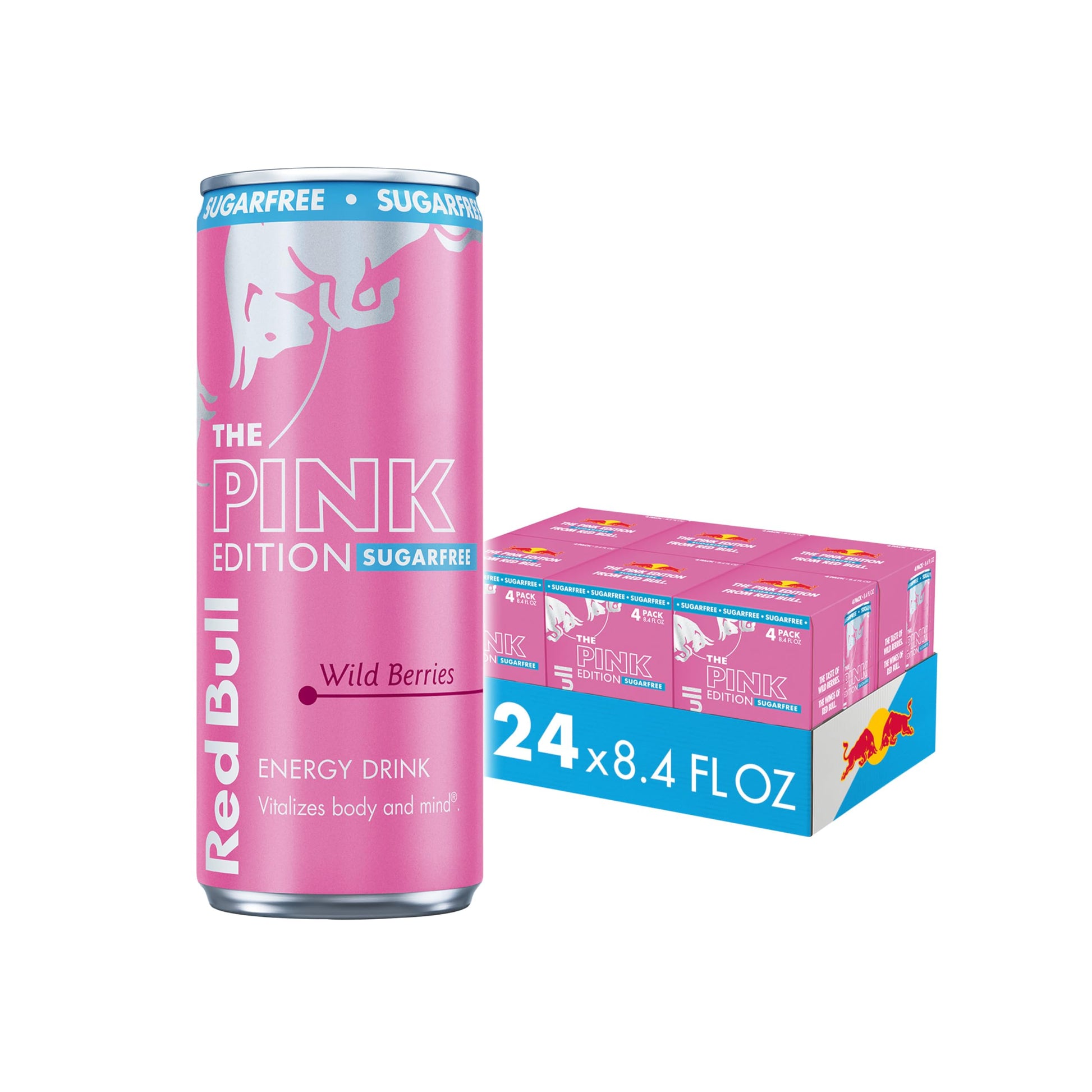Red Bull Sugar-Free Energy Drink, Wild Berries, 80mg Caffeine, 8.4 Fl Oz, 24 Pack (6 x 4 Cans)