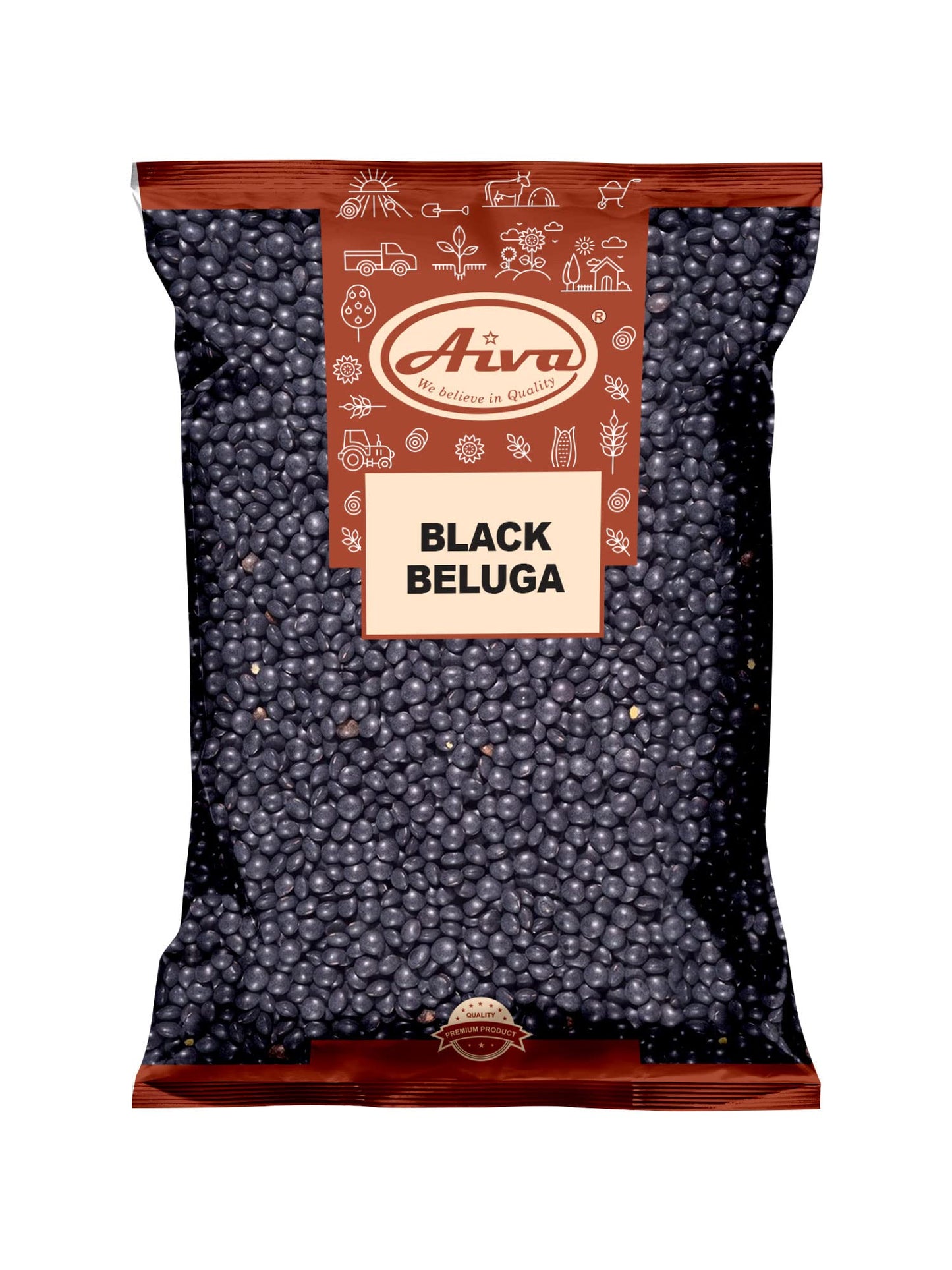 AIVA Black Beluga Lentils – Premium Whole Lentils for Soups & Salads, 64 Ounce