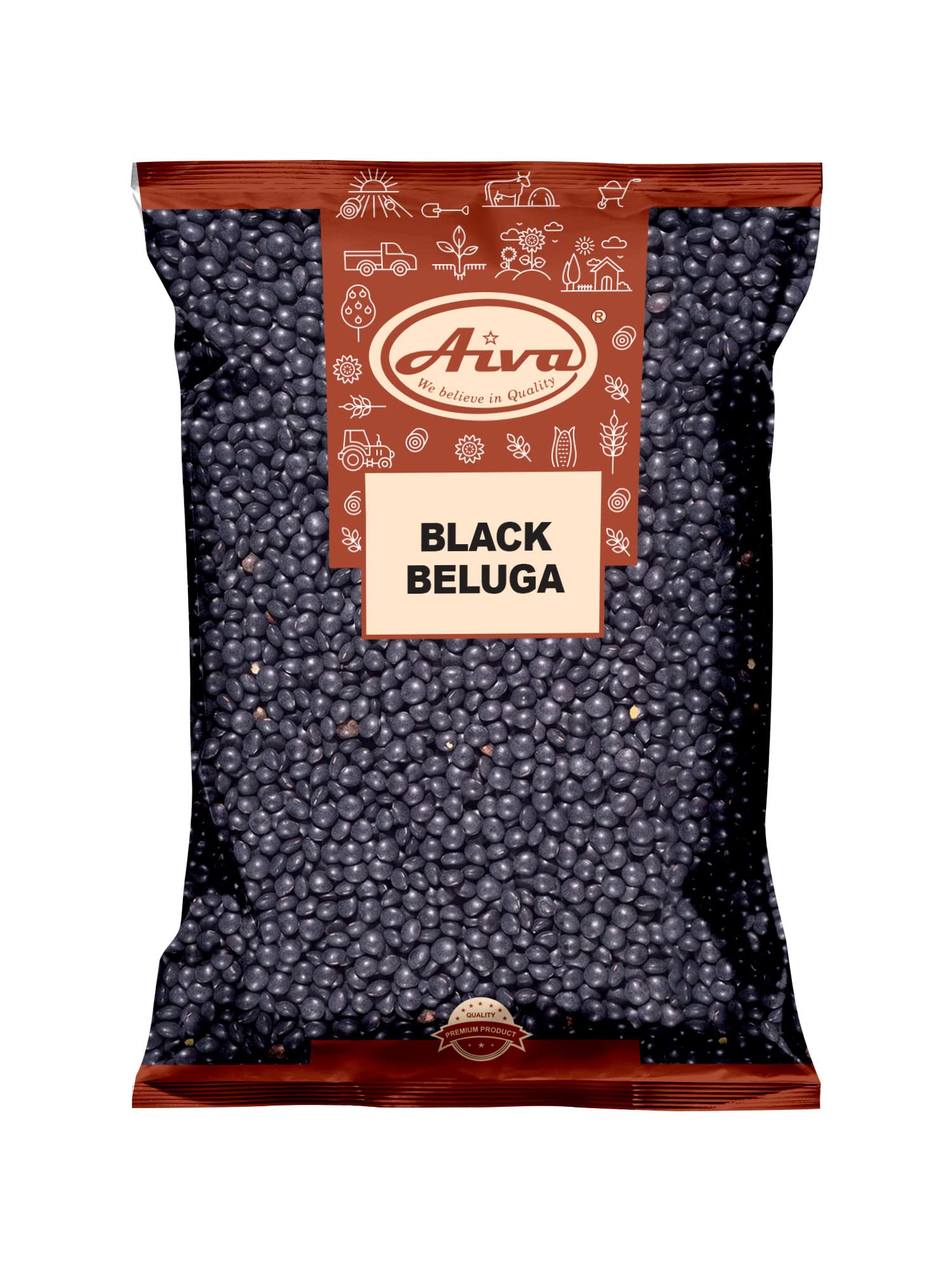 AIVA Black Beluga Lentils – Premium Whole Lentils for Soups & Salads, 64 Ounce