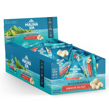 Mauna Loa Roasted Macadamia Nuts, Hawaiian Sea Salt, 0.5 Oz Pouches, Pack of 24 - Delicious Snack for Nut Lovers