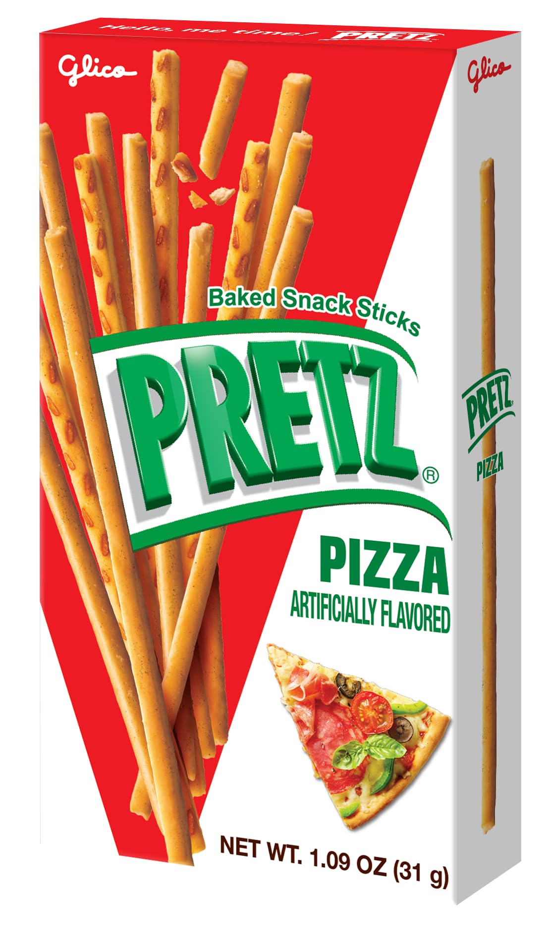 Glico Pizza-Flavored Pretz Biscuit Sticks, 5-Pack (31g/1.09oz Each), Savory Snack