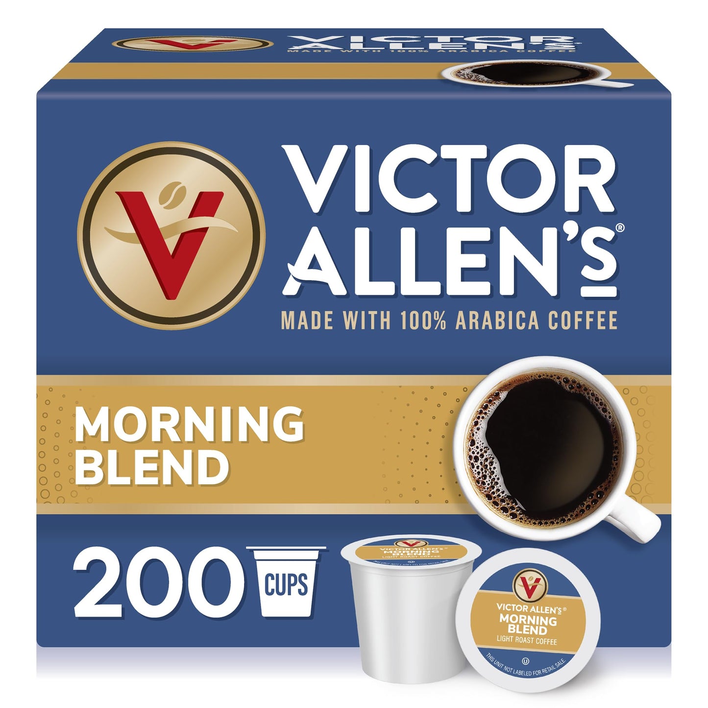 Victor Allens Coffee Morning Blend Light Roast Single Serve Pods 200 Count for Keurig K-Cup Brewers Brown