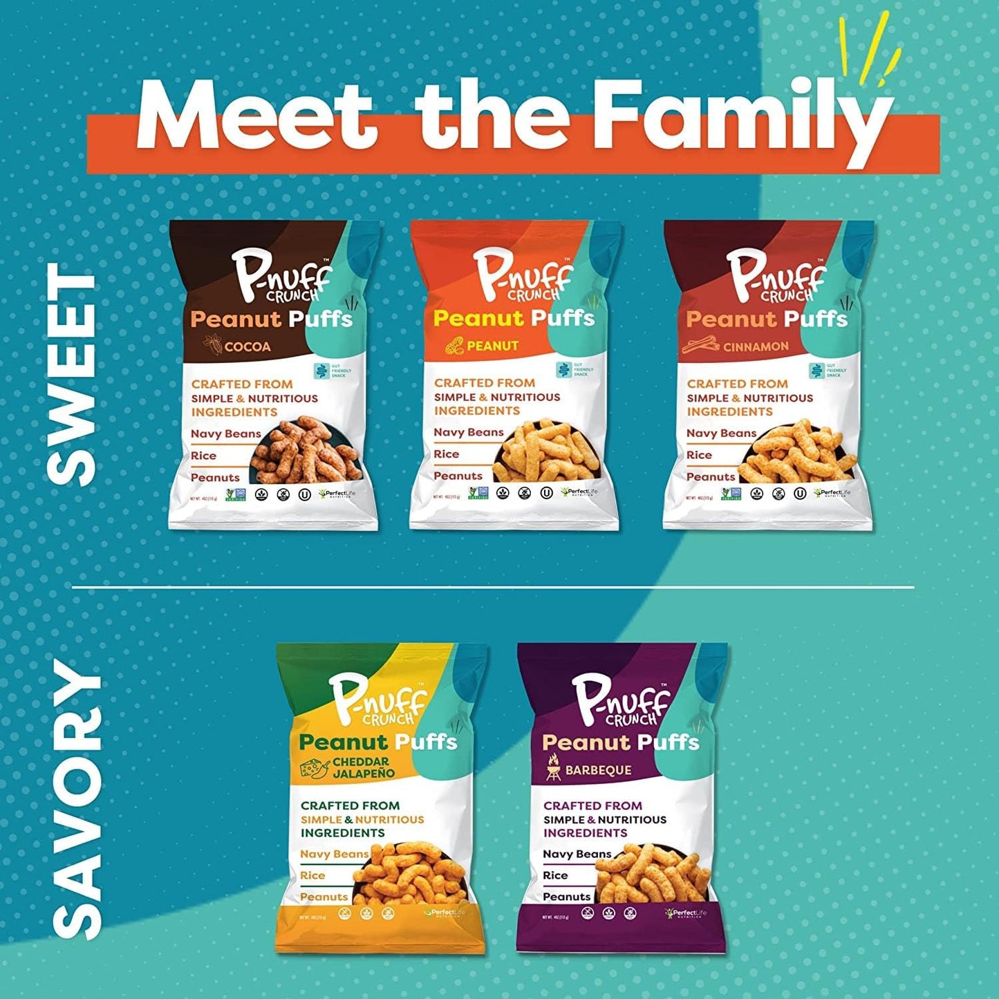 P-Nuff Peanut Puffs Savory Variety Pack, 20g Vegan Protein, Keto, Gluten Free, 4oz Bag, 3-Pack