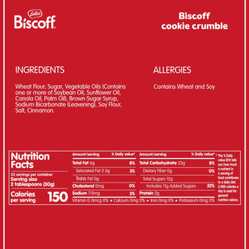 Lotus Biscoff Crumble - Crumbled Caramelized Biscuit Cookies - 1.65 Lbs Bag