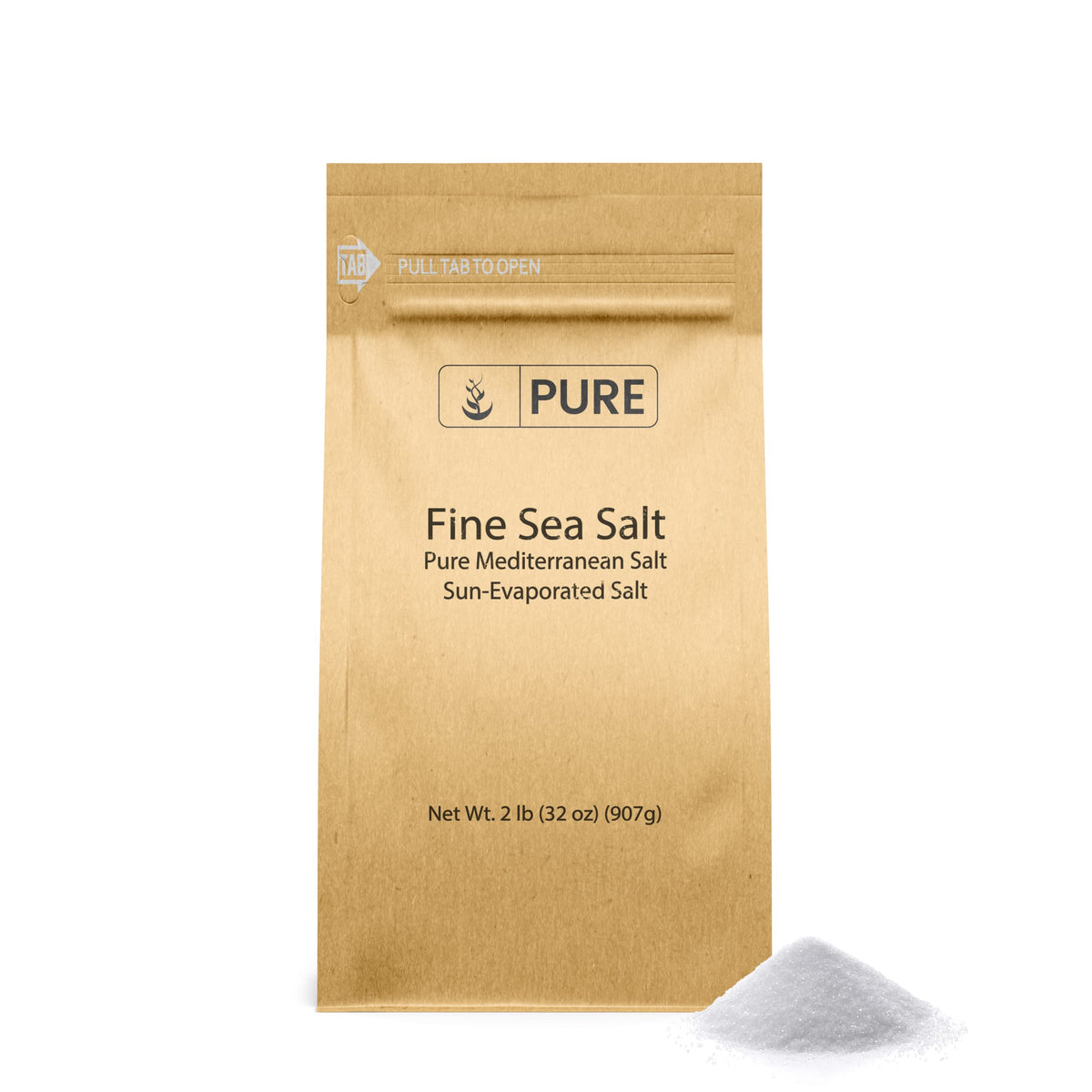 Pure Original Ingredients Fine Sea Salt (2 Lb) Mediterranean Sea Salt, Essential Seasoning, Sun-Evaporated