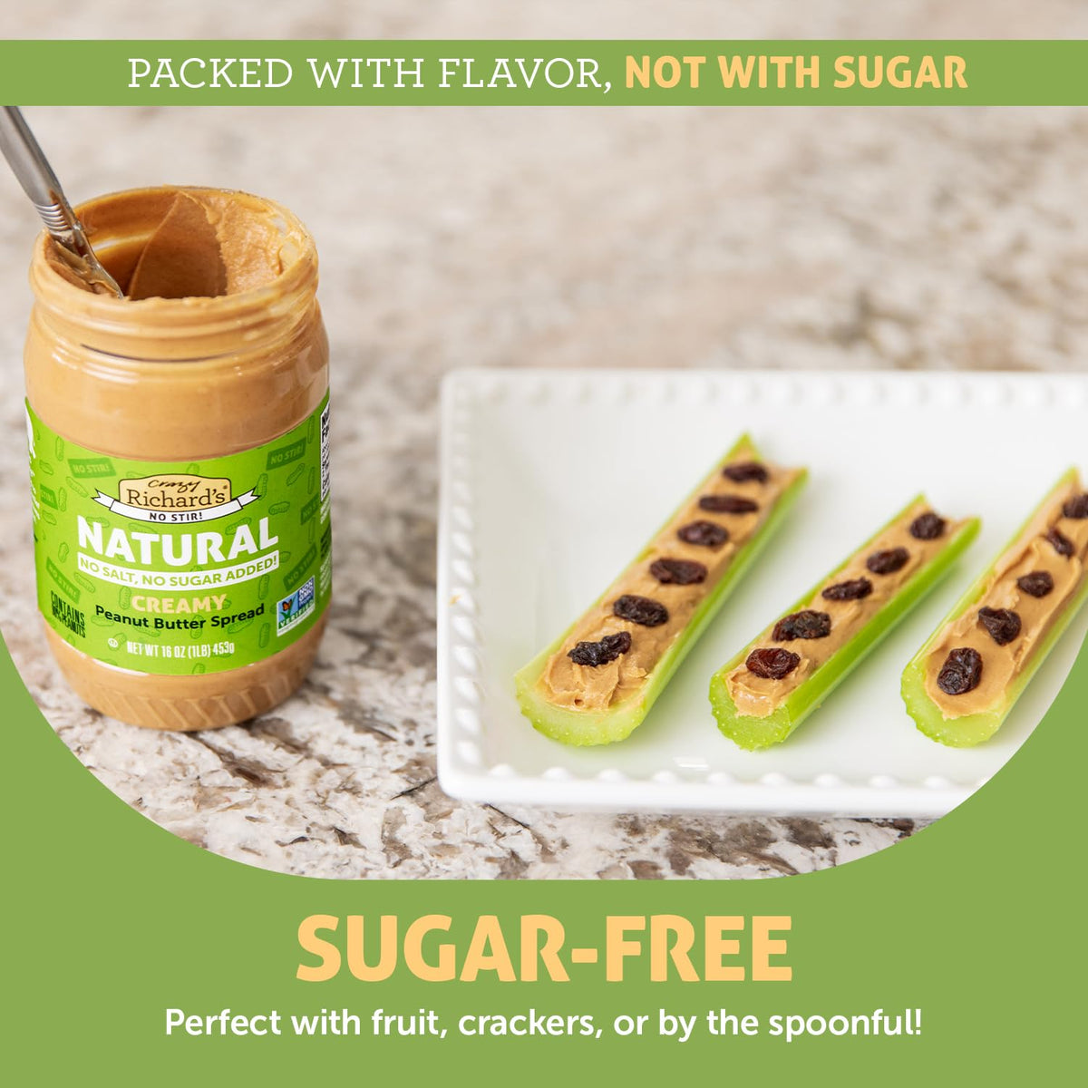 Crazy Richards Creamy No Stir Peanut Butter with No Added Salt, Sugar, Or Preservatives (1 Pack)