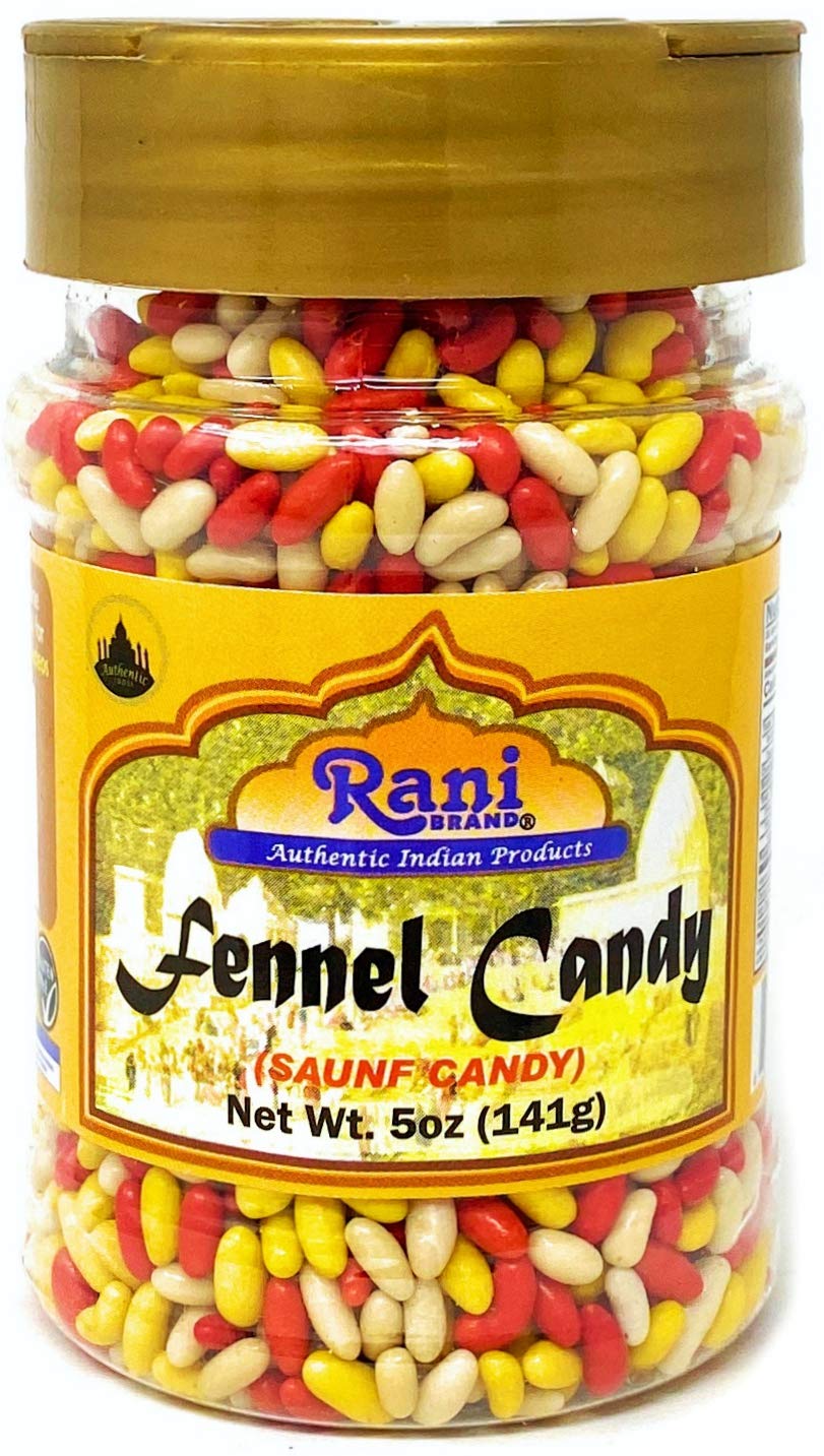 Rani Sugar Coated Fennel Candy 5Oz (141G) Pet Jar ~ Indian After Meal Digestive Treat | Vegan | Gluten Friendly | Non-Gmo | Indian Origin