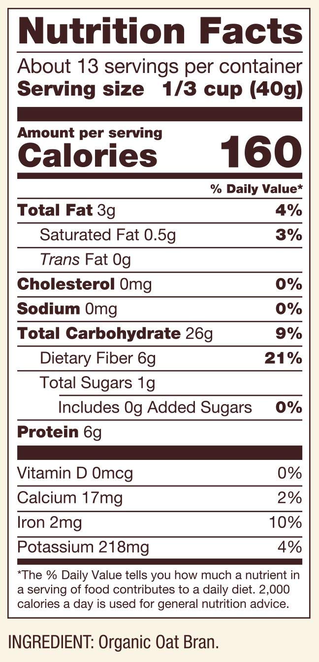 Bob's Red Mill Organic Oat Bran Hot Cereal 18 Ounce (Pack of 2)
