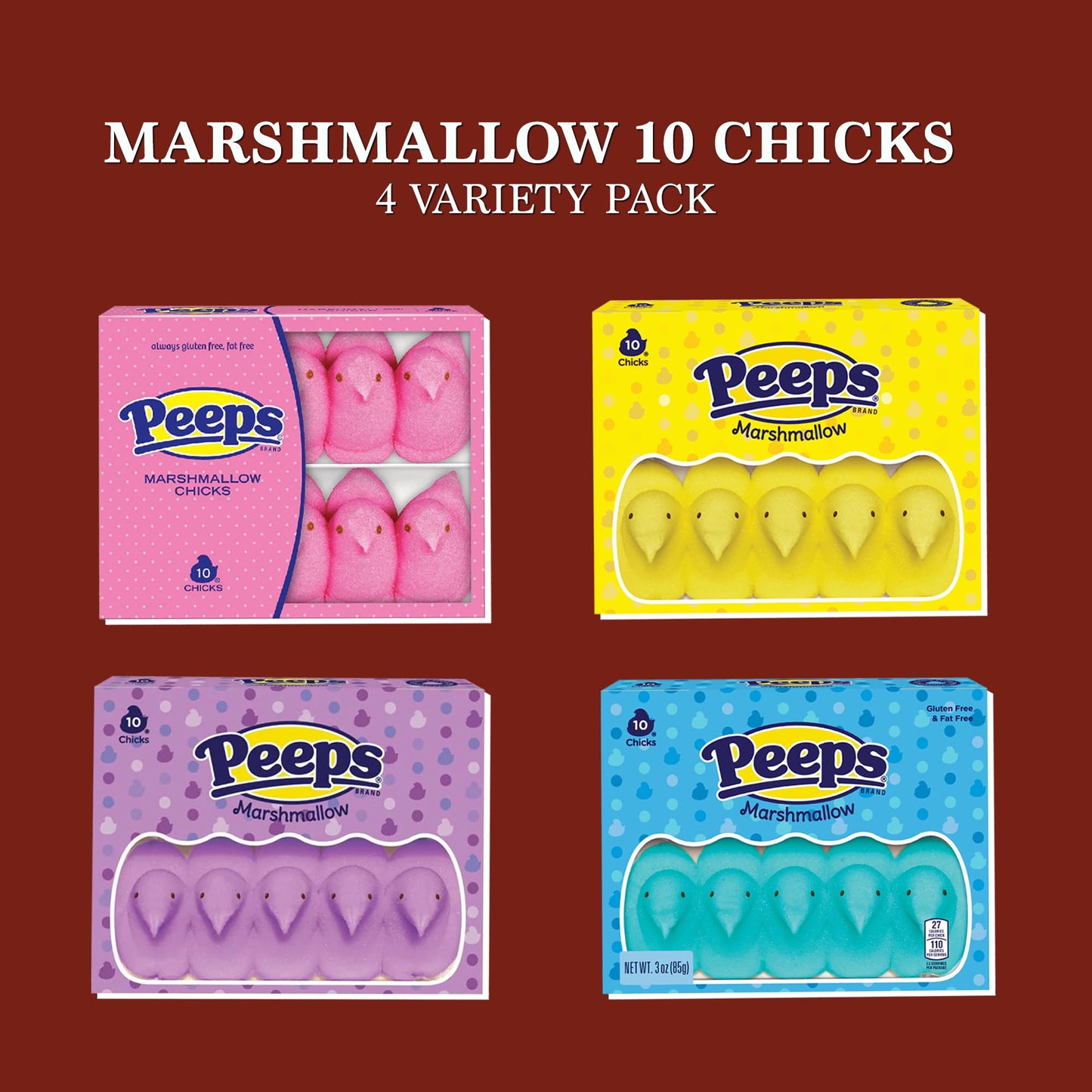 Easter Marshmallow Candy Variety 4 Pack (40 Chicks Total) Care Package Gift Basket By Rebel Smuggling Galactic Emporium