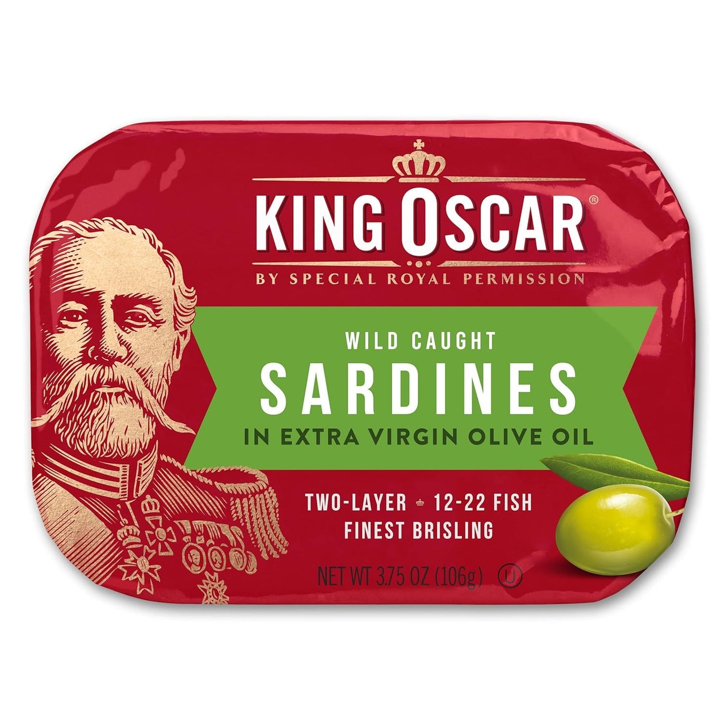 King Oscar Sardines in Extra Virgin Olive Oil, 3.75 oz (Pack of 4) - Wild Caught, Premium Quality