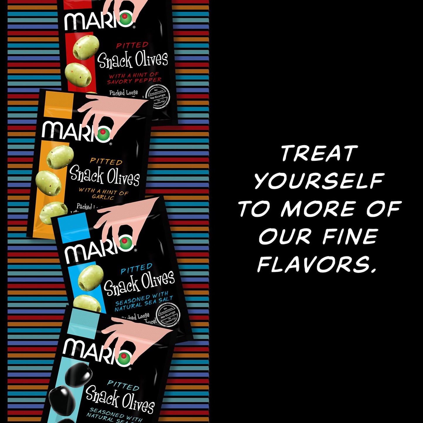 Mario Camacho Foods Pitted Snack Olives, Variety Pack, 1.05 Oz Pouches (Pack Of 12)