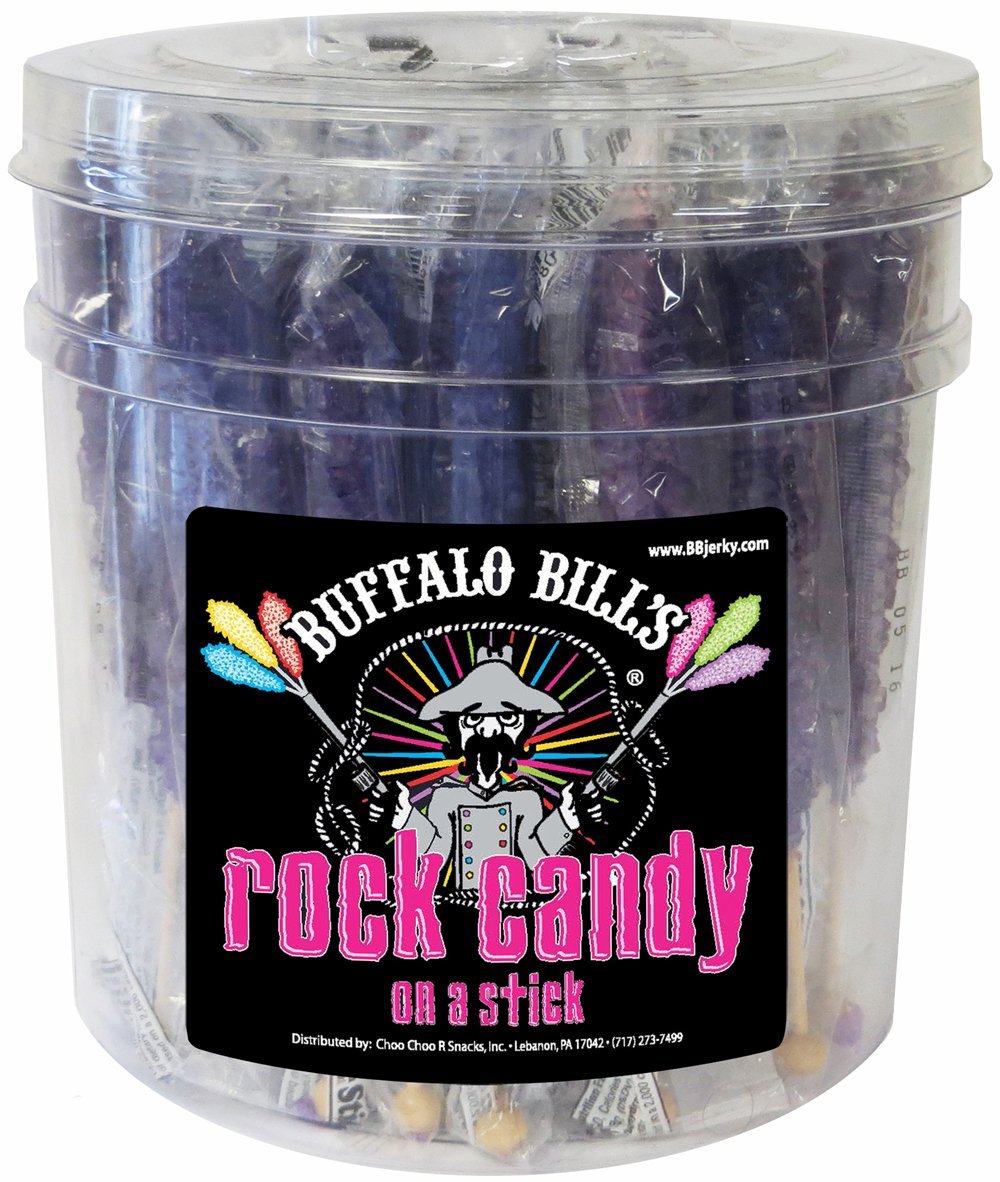 Buffalo Bills Grape (Purple) Rock Candy On A Stick (36-Ct Tub Purple Rock Candy Crystal Sticks)