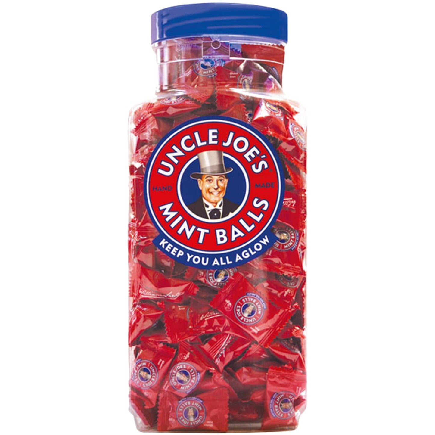 Uncle Joes Mint Balls Jar - Handcrafted Vegan Gluten Free Candy, 1.4kg (3.1 lbs) - Individually Wrapped Real Peppermint Oil Mints