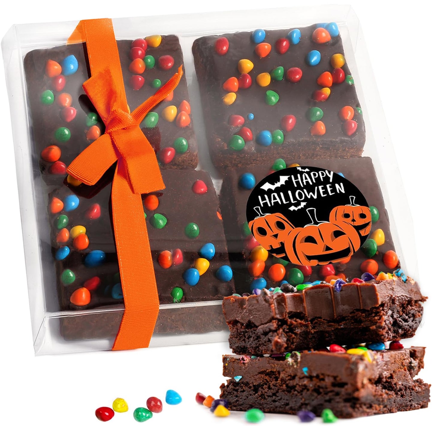 Happy Halloween Cookies Brownies Gift Basket Chocolate Fudge Brownie Cake Gift For Men Women Package | Nut Free Dairy Free