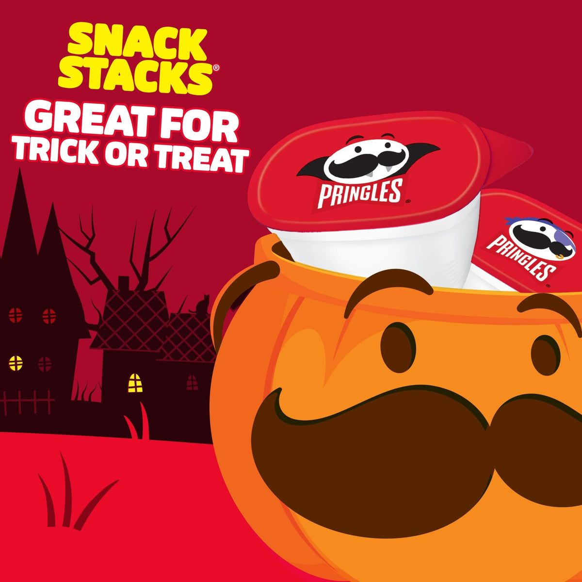 Pringles Potato Crisps Chips, Halloween Snacks, Trick or Treat, Snack Stacks, Original, 16oz Box (24 Cups)