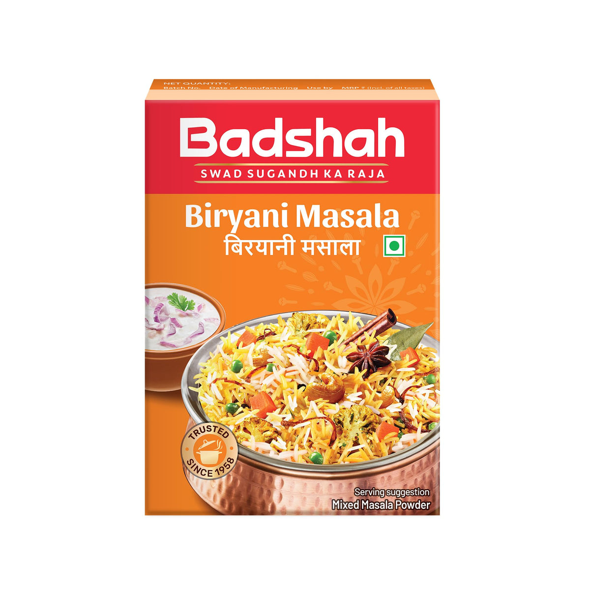 Badshah Biryani Masala - 50G | Unique Blend Of Spices For Earthy Aroma & Rich Taste | Spice For Regional & Traditional Recipes