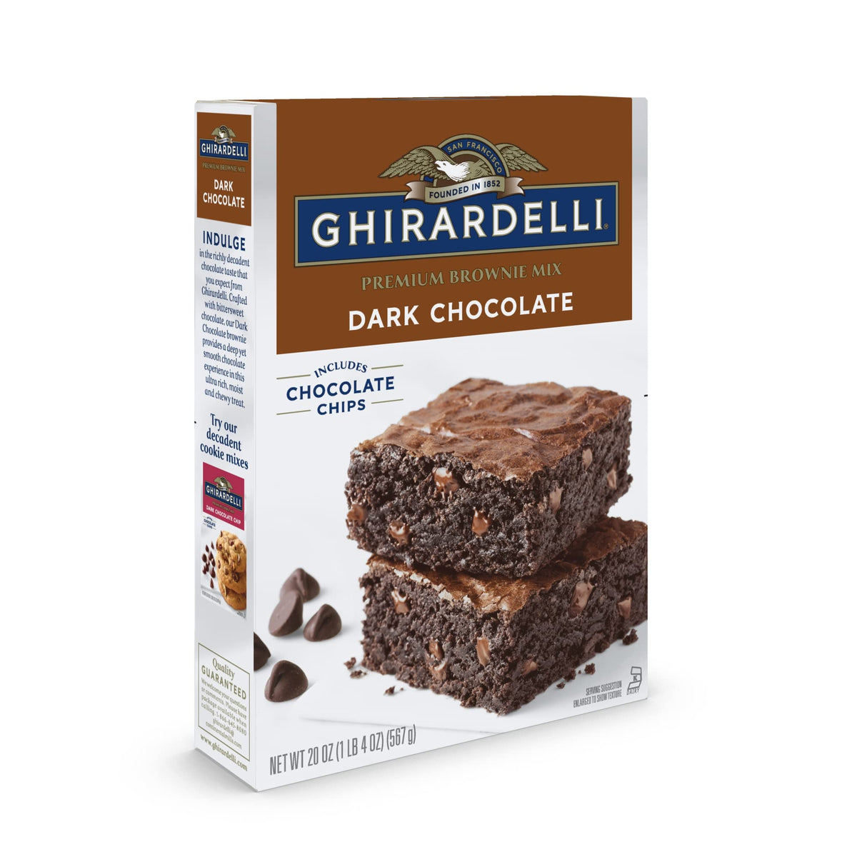 Ghirardelli Dark Chocolate Brownie Mix with Chocolate Chips, 20 oz Box