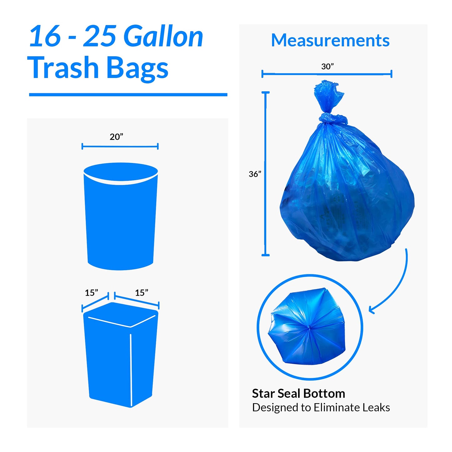Reli. Supervalue 16-25 Gallon Recycling Bags  120 Count  Blue Trash Bags