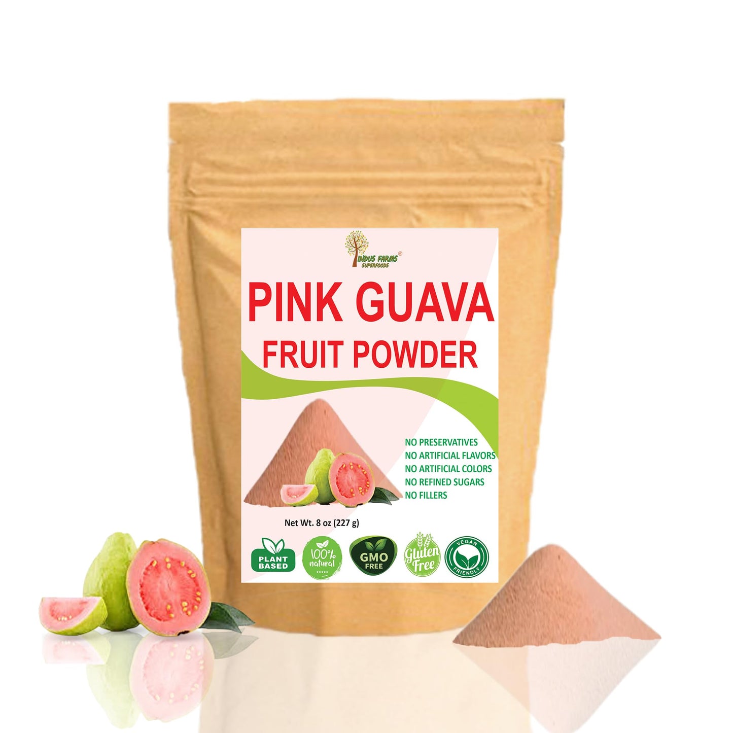 Indus Farms Pink Guava Fruit Powder, 8 oz, GMO-Free, Natural Pre-Workout & Post-Workout Supplement