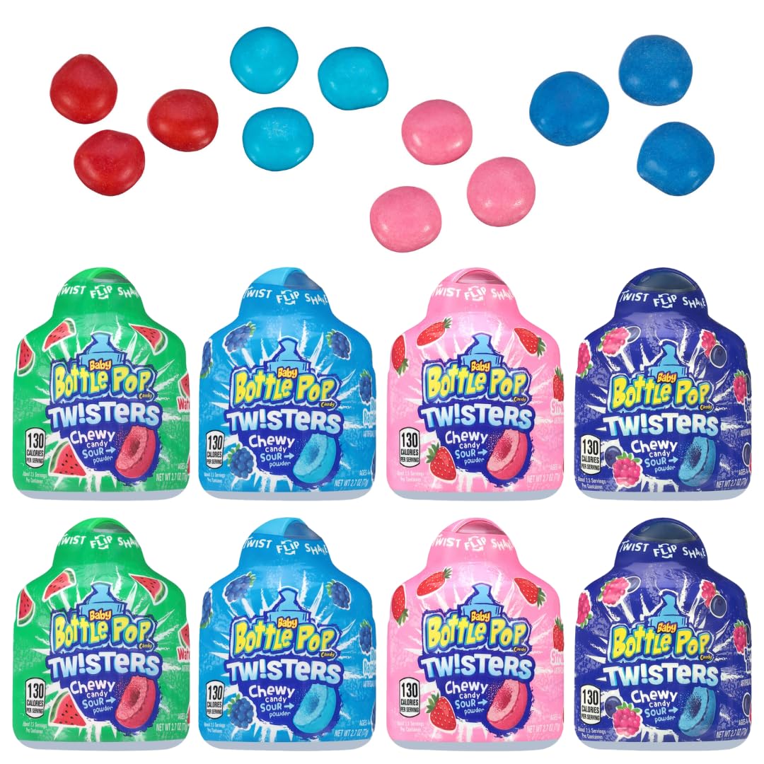 Baby Bottle Pop Chewy Candy Variety Pack, Assorted Flavors, 8 Ct, Individually Wrapped, Ideal for Party Favors and Goodie Bags