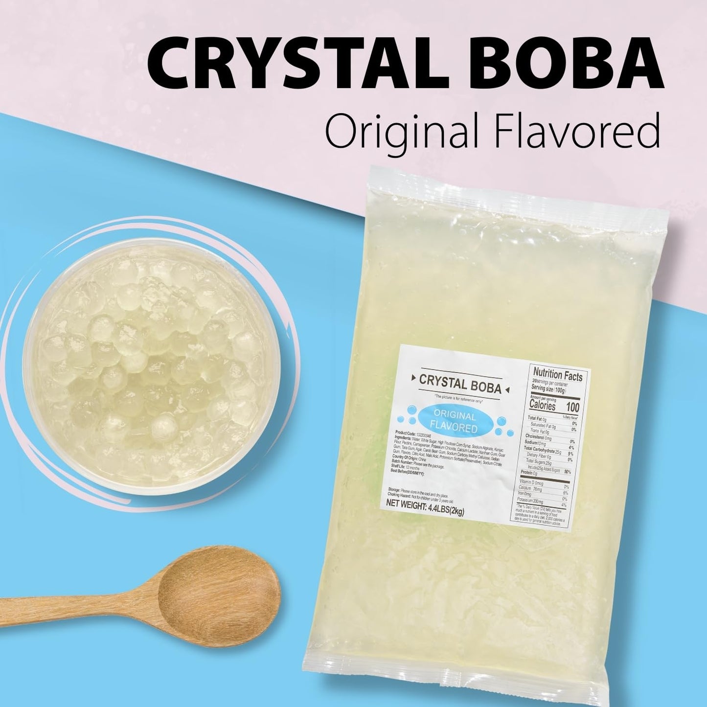 Soeos Original Flavored Crystal Boba, 4.4 Lbs (2kg), Juicy, Chewy Fruit Balls for Boba Tea, Cocktails, Ice Cream, and Smoothies