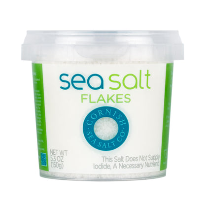 Cornish Sea Salt Mineral Flakes | Cooking & Hydration | Hand-Harvested in Celtic Waters | 5.3 oz Resealable Tub (Pack of 1)
